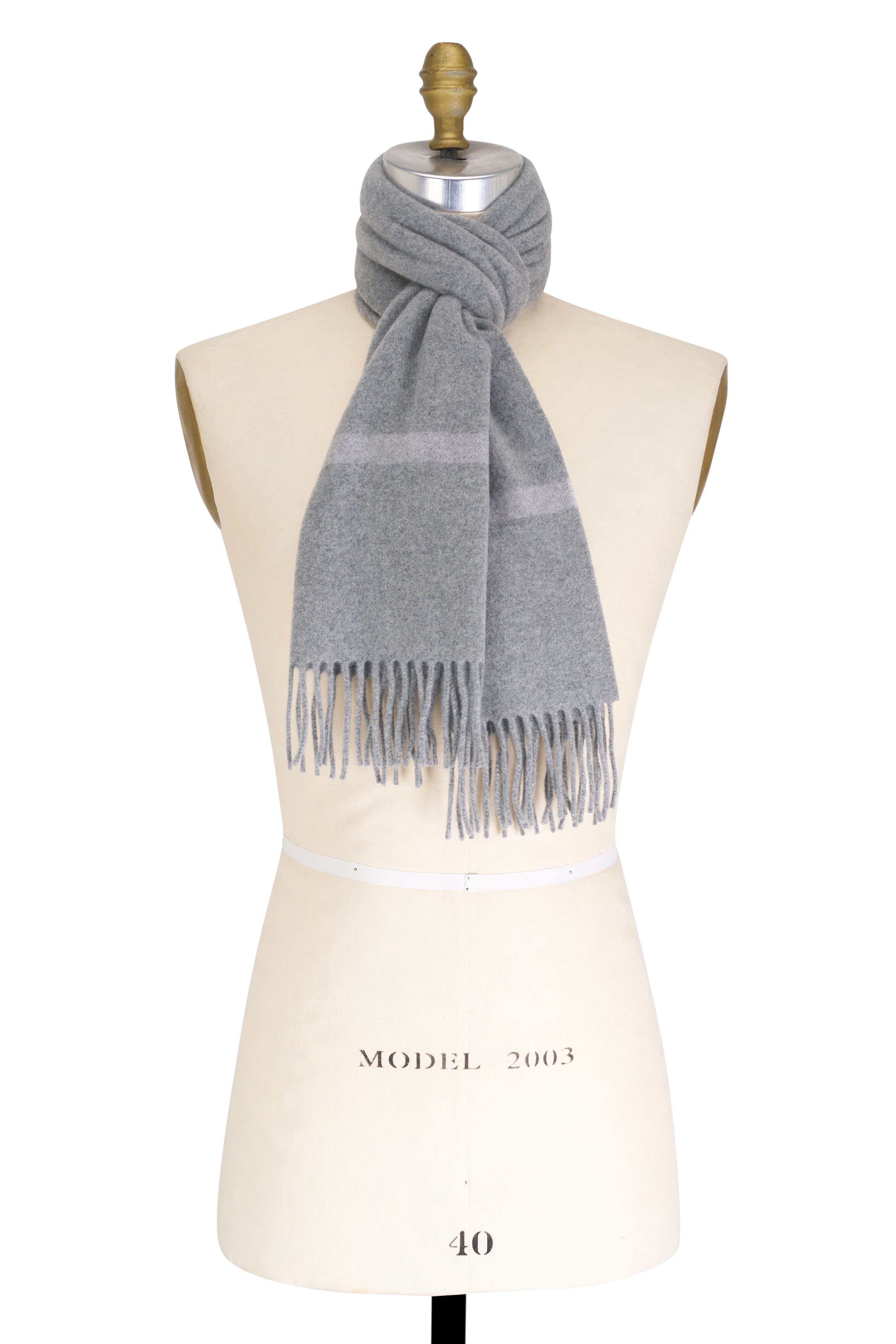 スカーフ Loro Piana Light Grey Cashmere Scarf Loro Piana - Gray Grande Pinstripe Wool & Cashmere Scarf