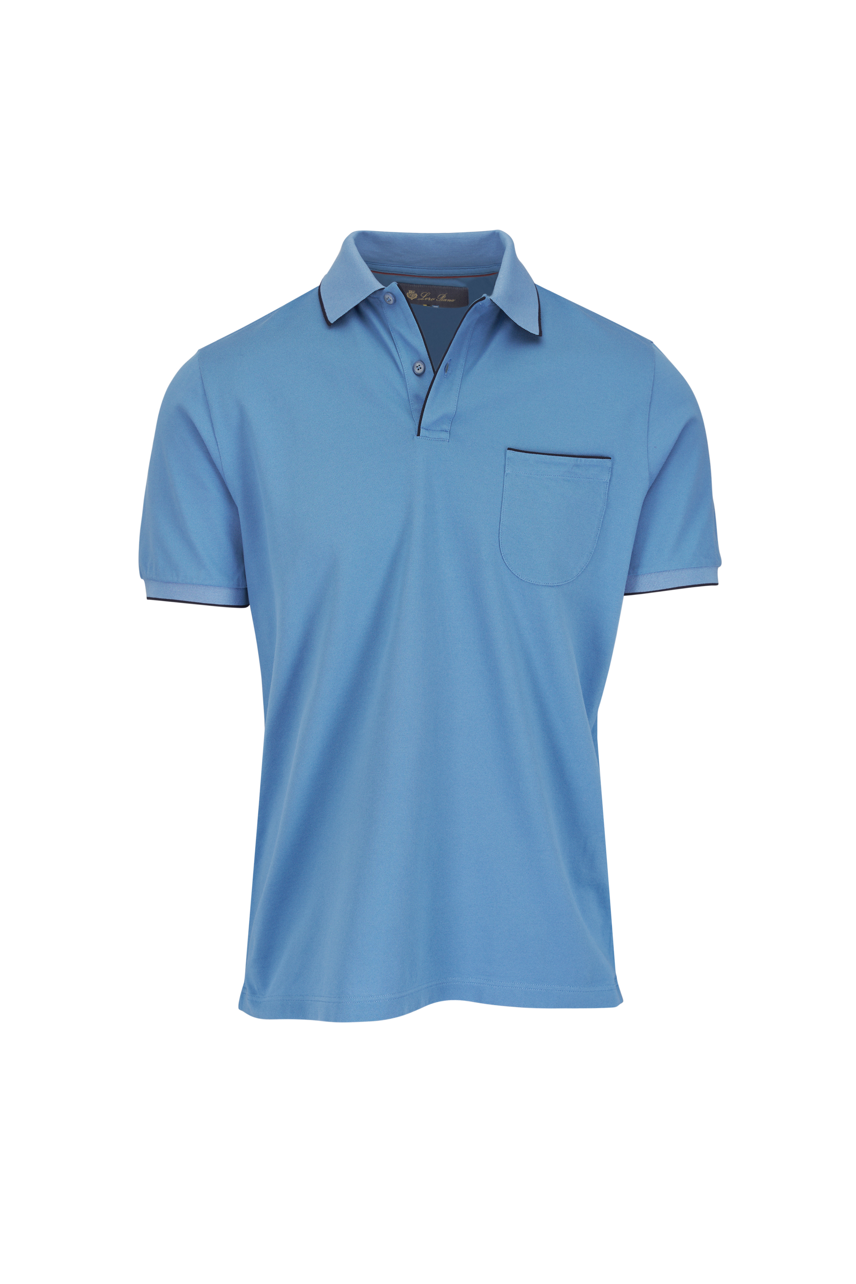 Loro Piana 半袖ポロシャツ Lサイズ ブルー イタリア製 コットン Loro Piana - Navy Double Collar Cotton Jersey T-Shirt