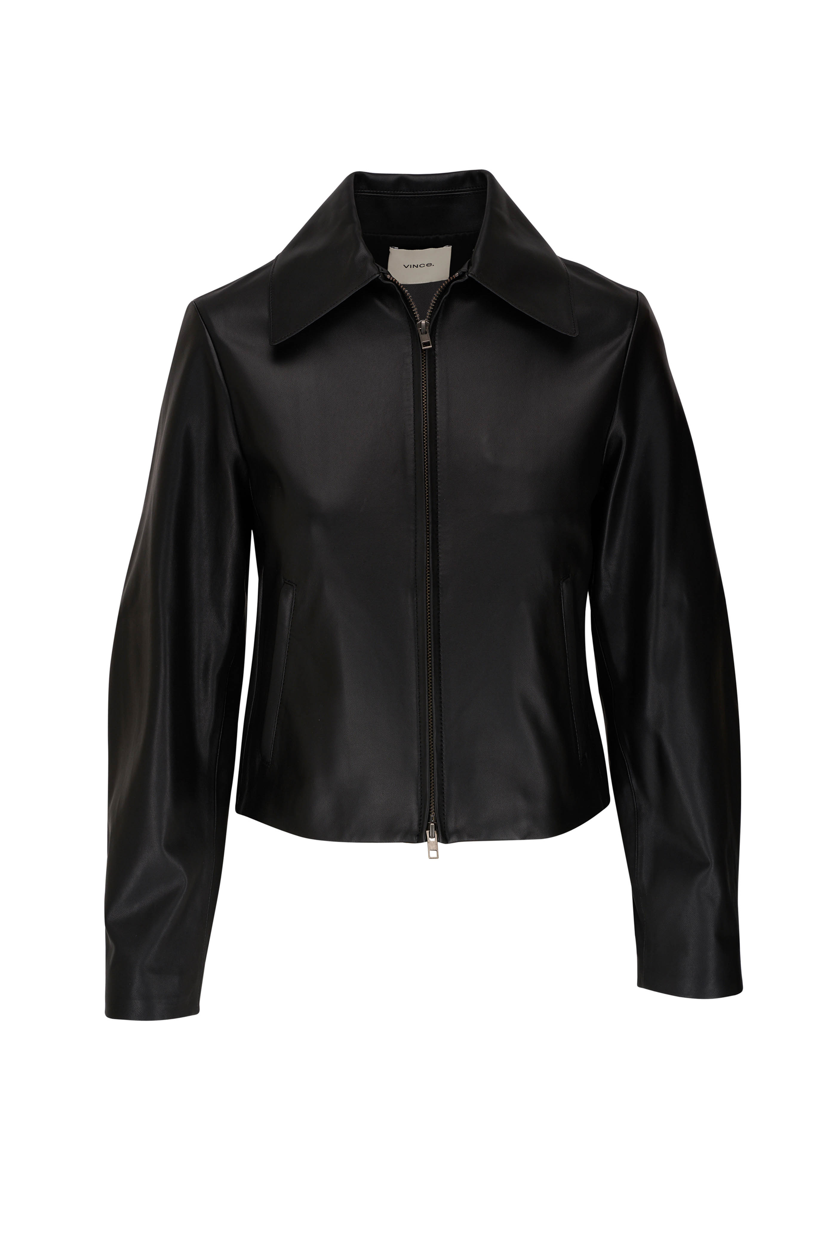 Vince black leather jacket sale