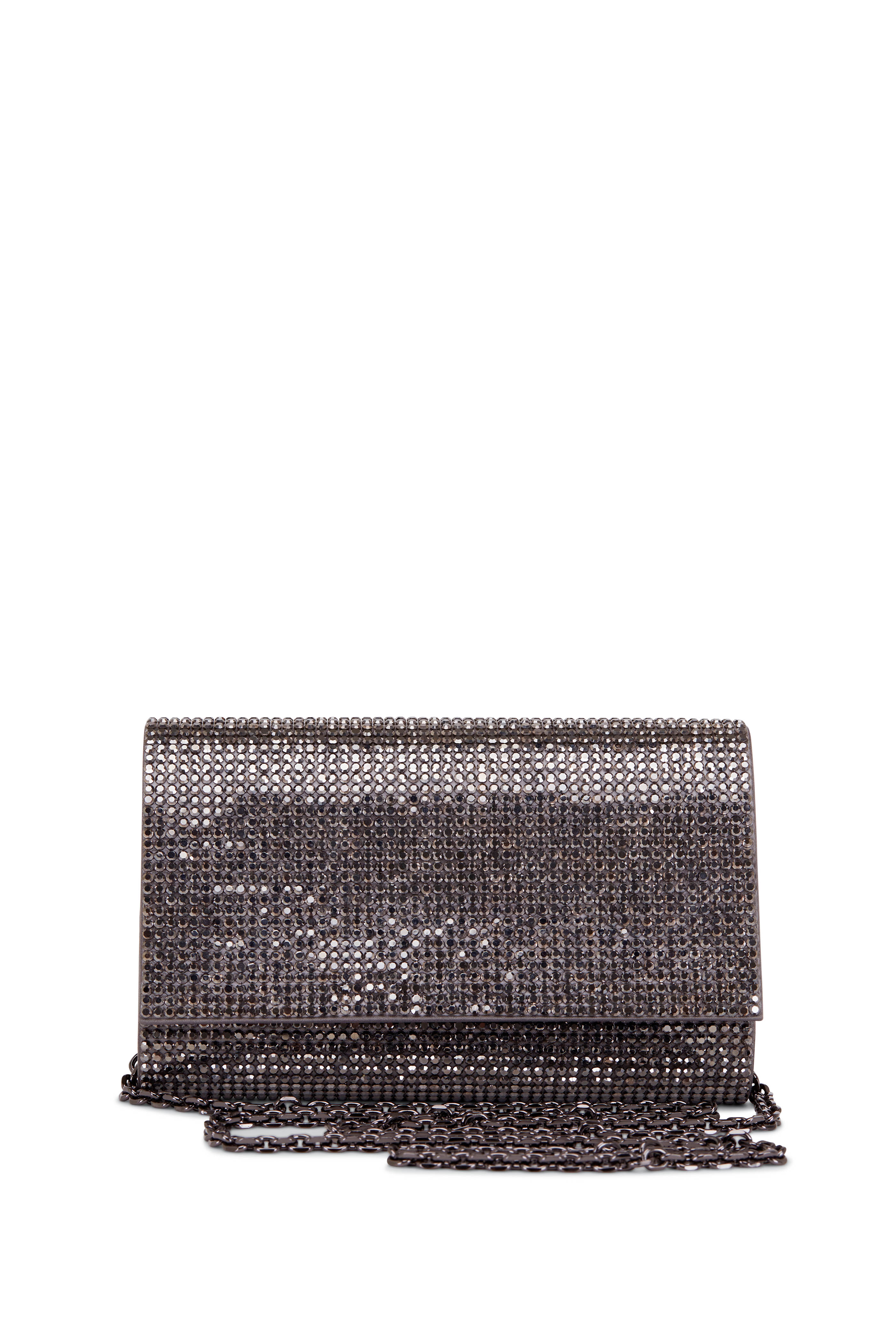 Bottega Veneta - Grey Satin Intrecciato & Snakeskin Knot Clutch