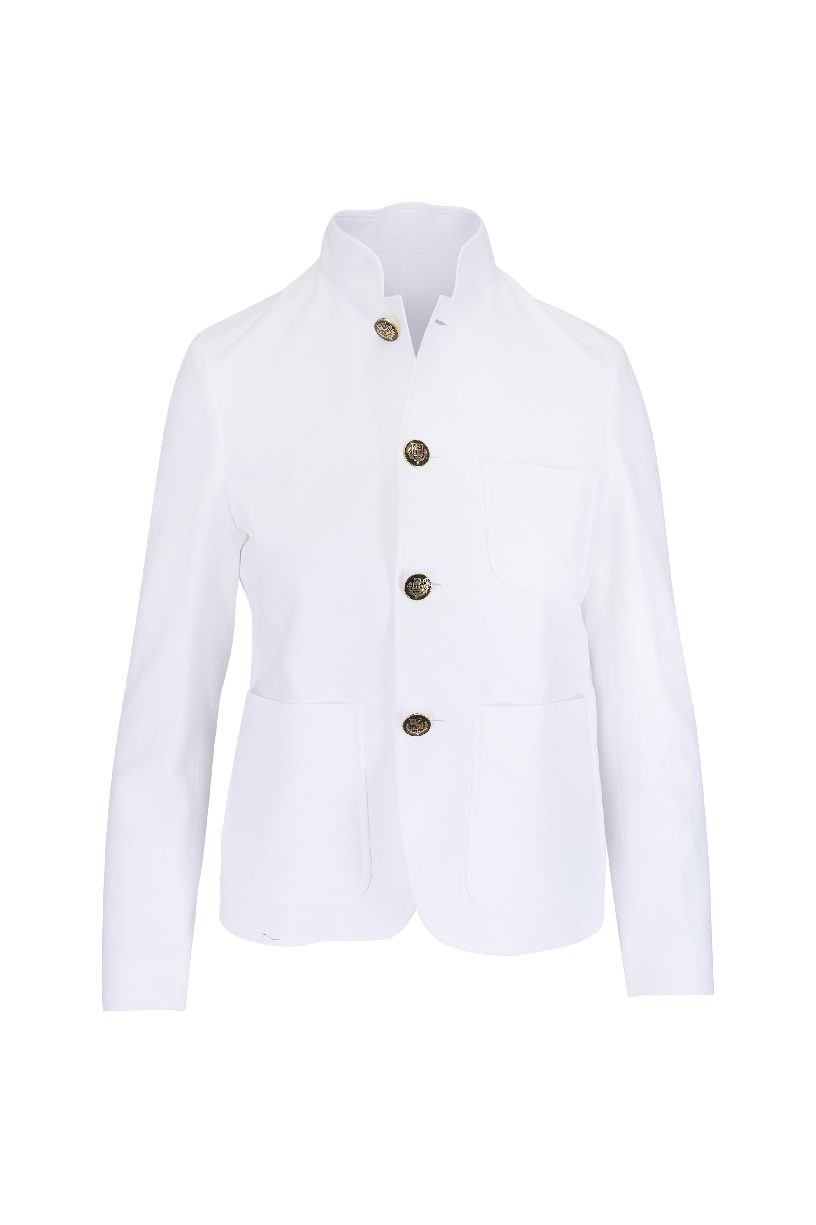 Giorgio Armani - Navy Textured Two-Way Zip Collarless Jacket