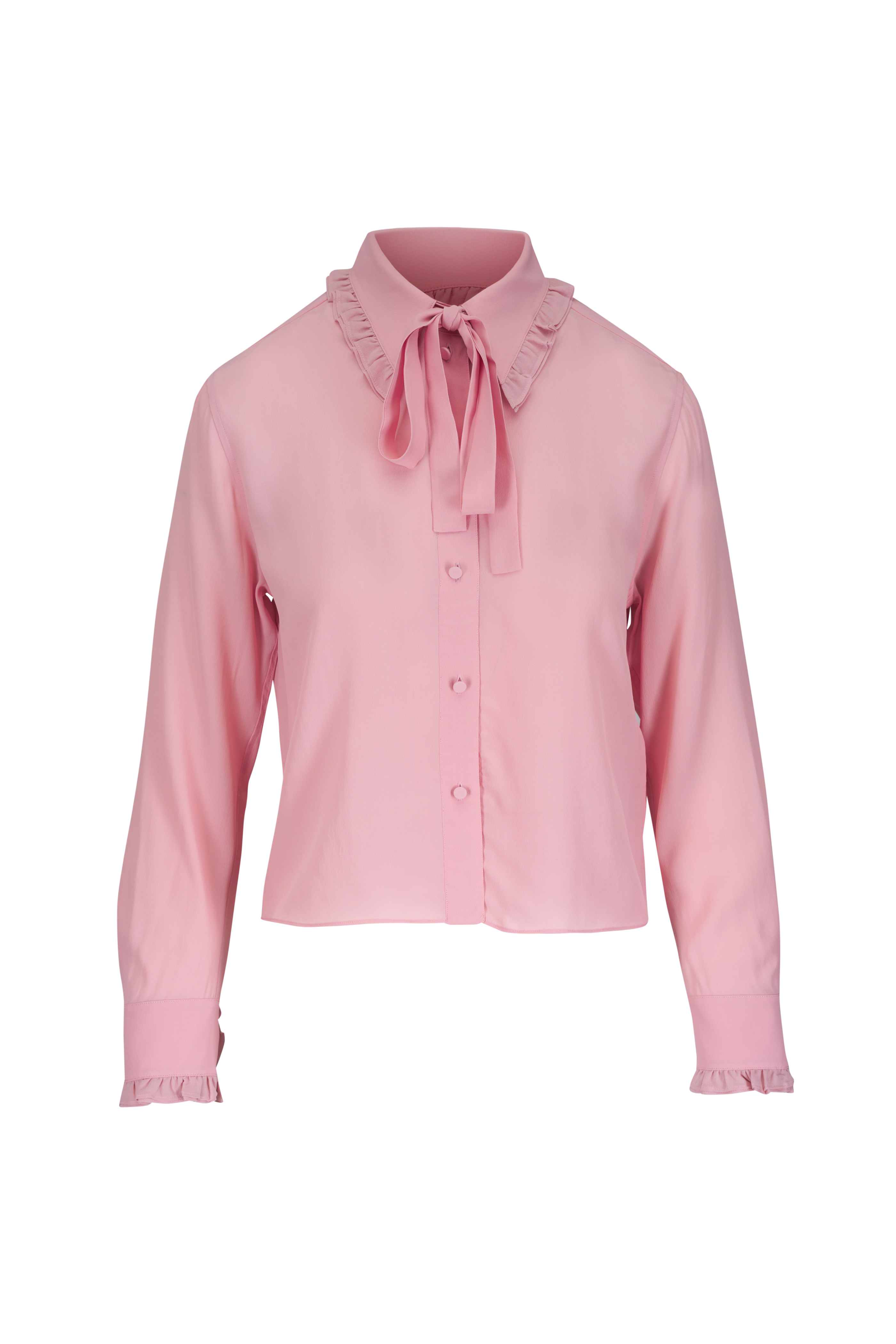 Zimmermann - Chintz Pink Daisy Floral Tie Neck Blouse