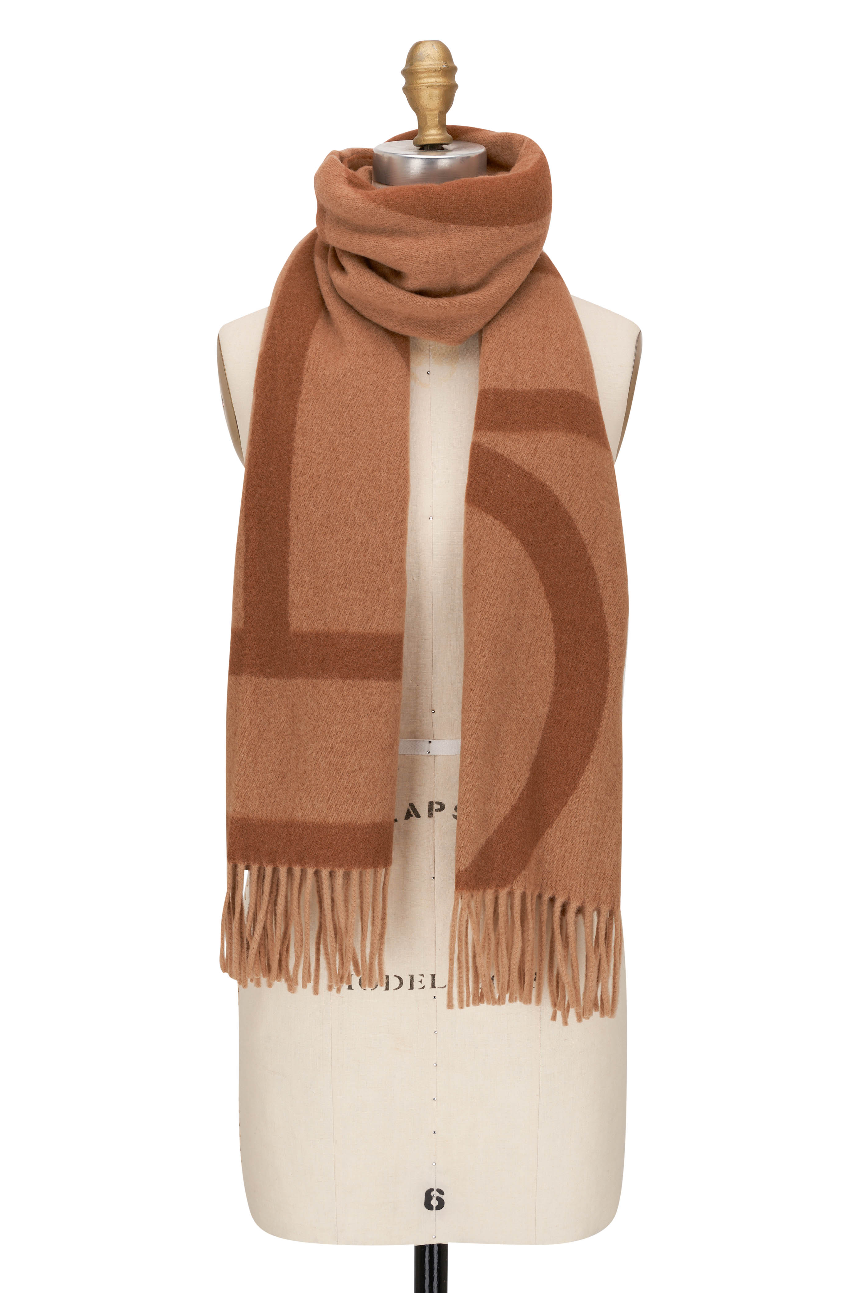 Louis Vuitton Brown Knitted Cashmere Fringe Scarf