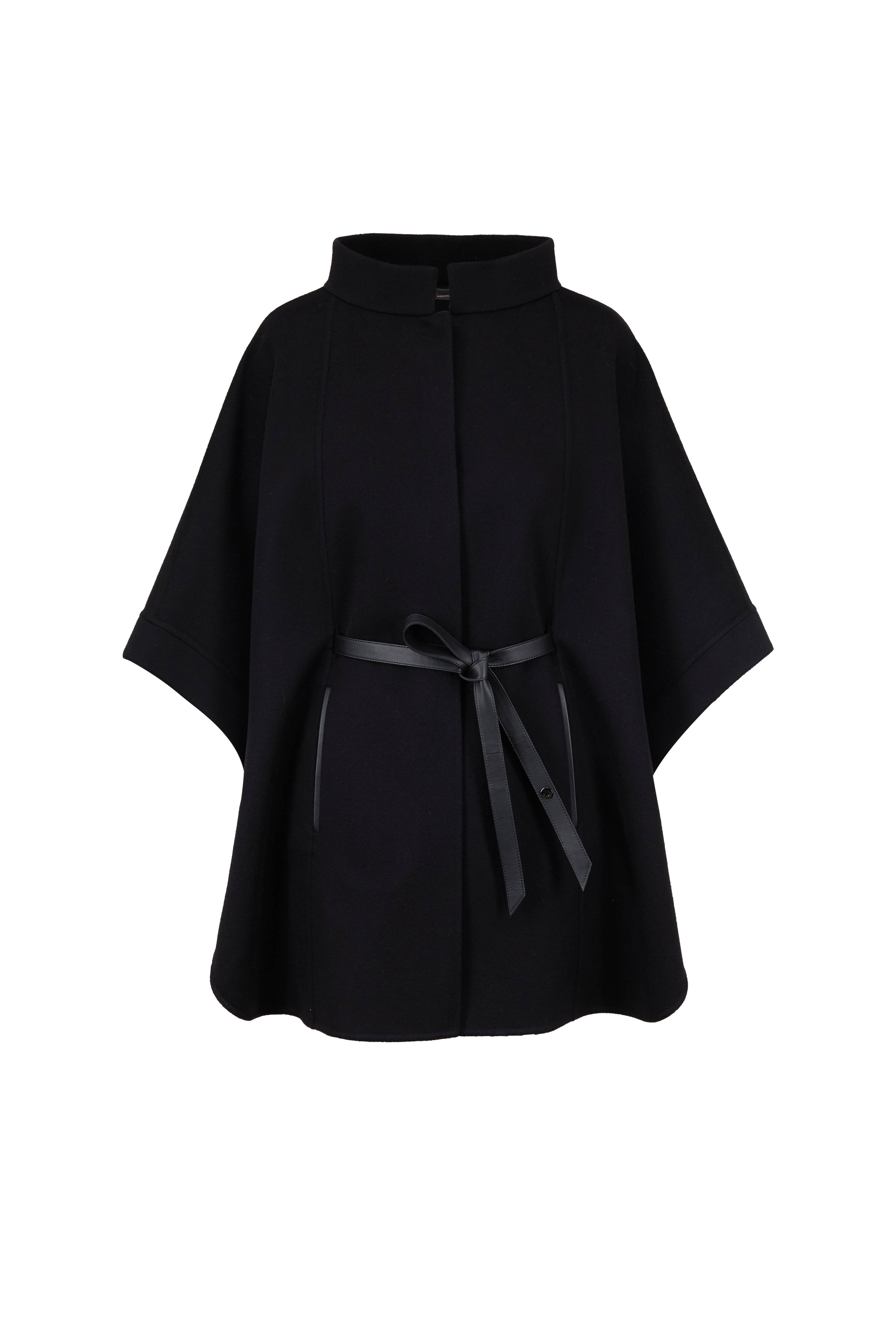 【関税&送料込】Valentino Garavani Black Cashmere Cape Valentino - Black Short Compact Wool & Cashmere Cape