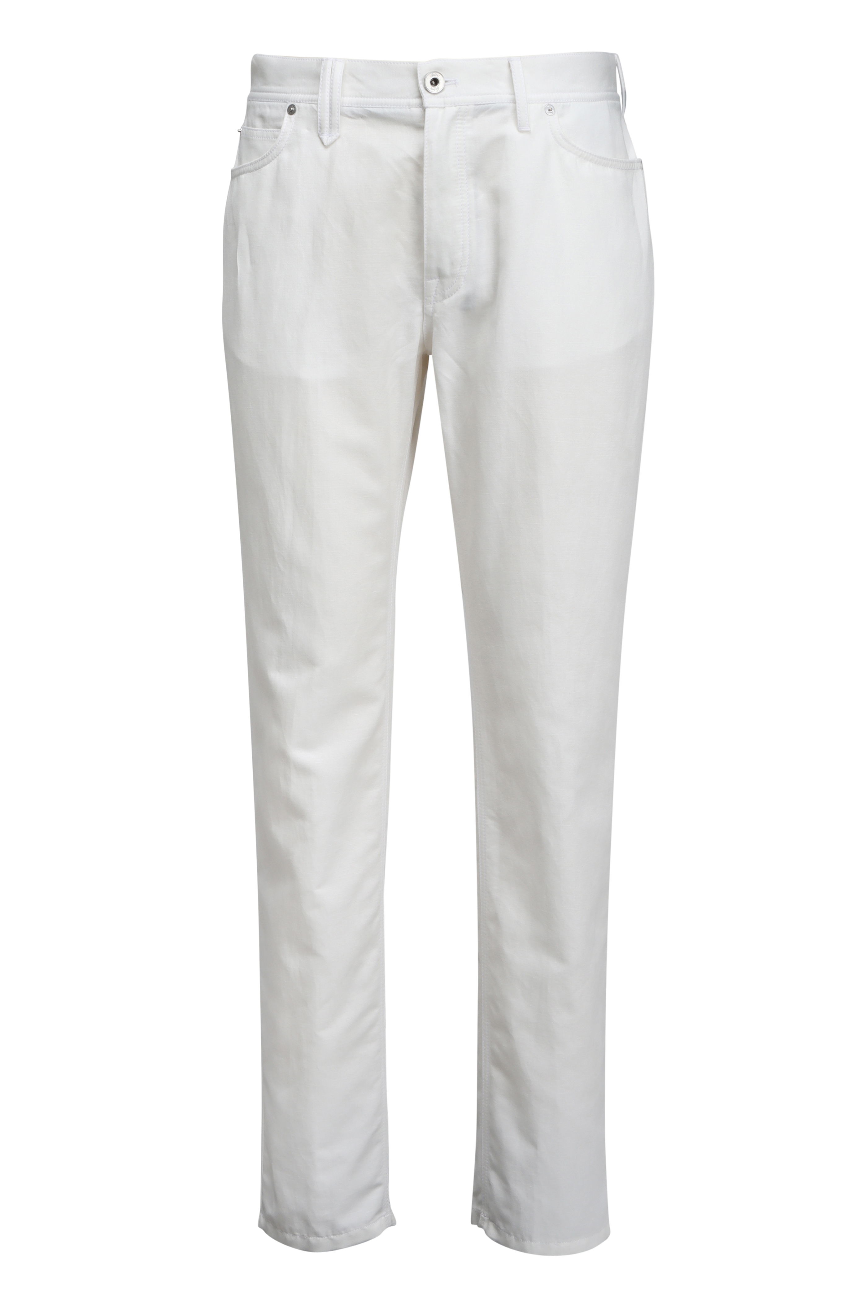 Zegna - Ivory Linen & Cotton Five Pocket Pant | Mitchell Stores