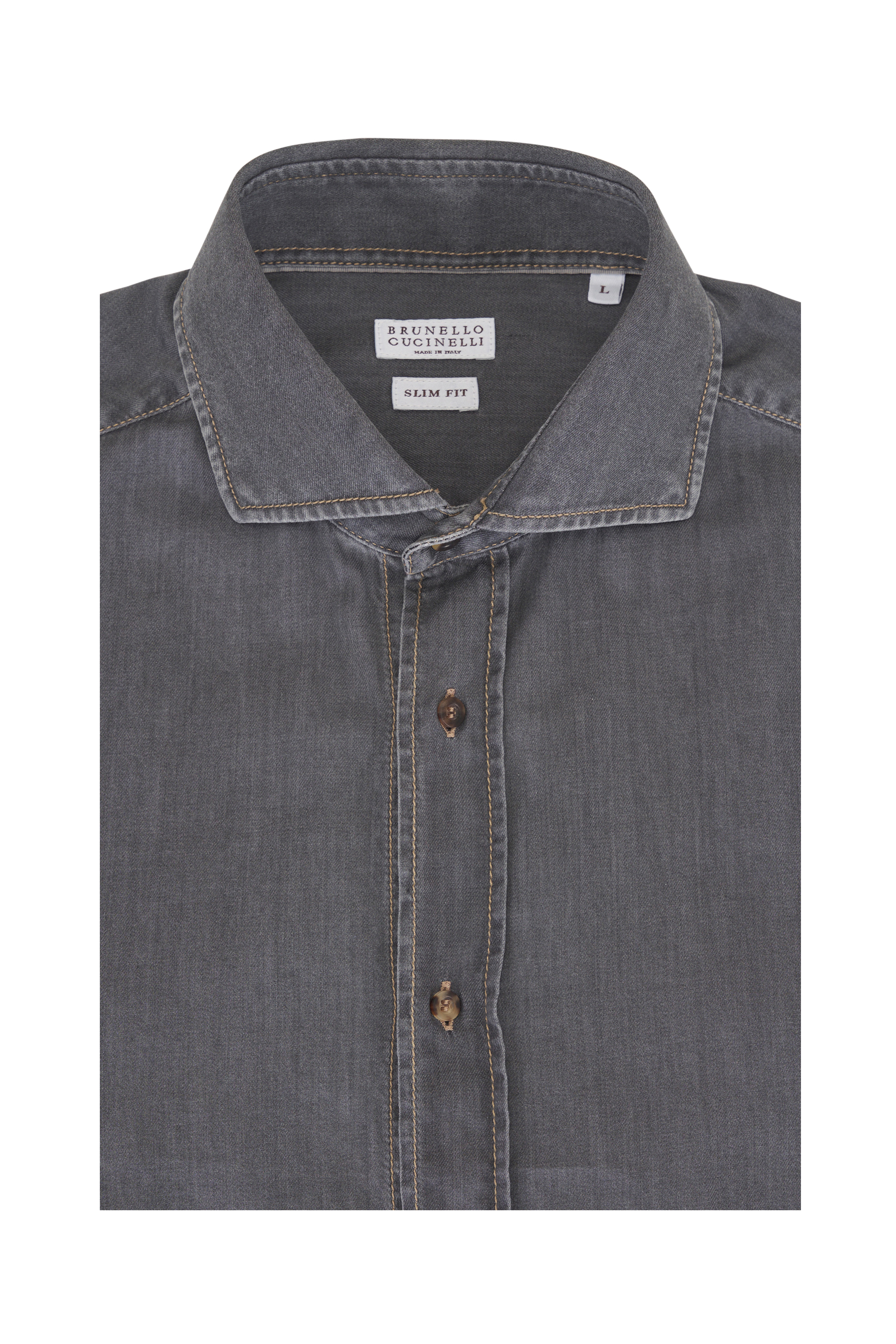 Brunello Cucinelli - Charcoal Paisley Cotton Sport Shirt