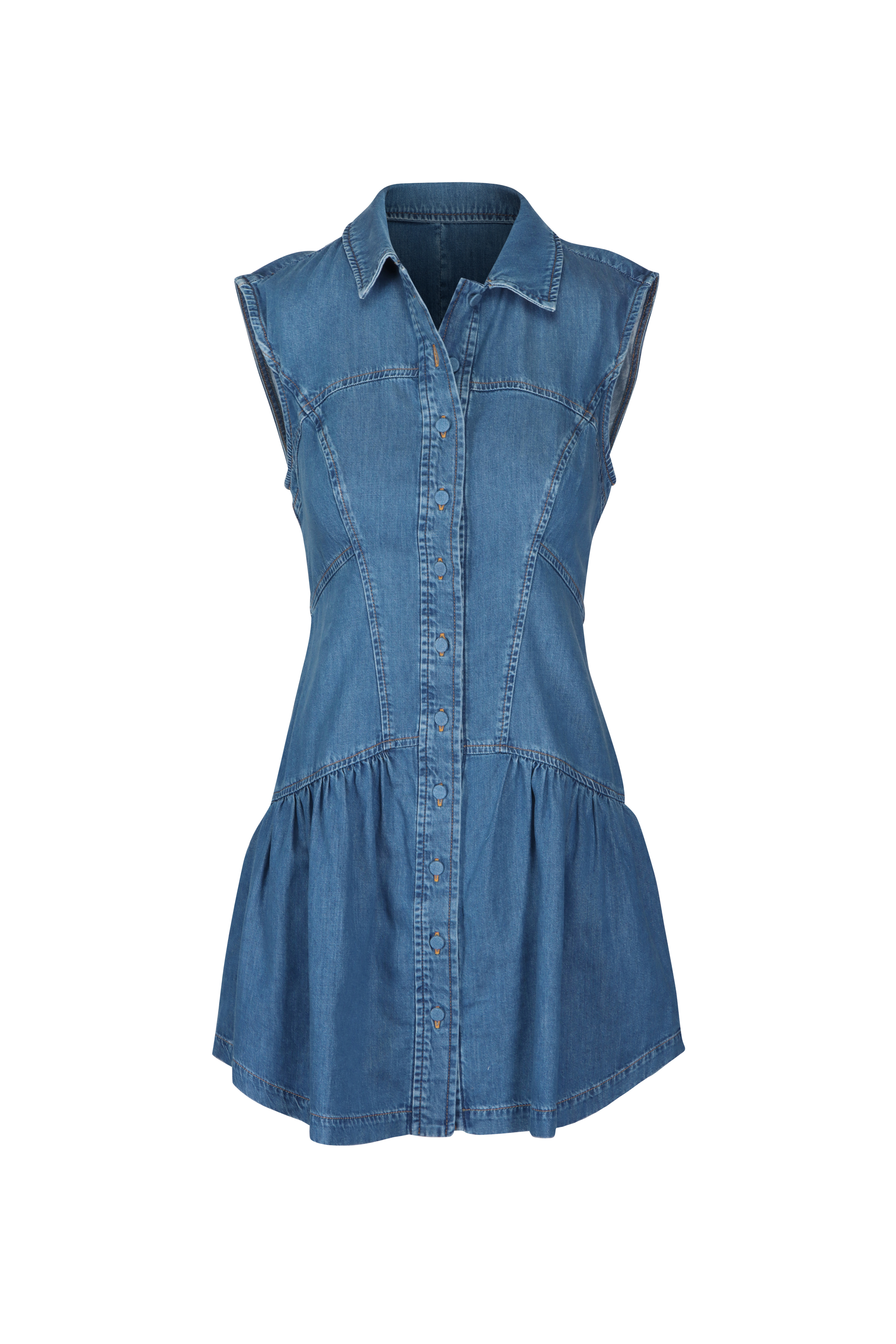 chinese dress ladies Faherty Whitecliff Wash Linen Denim Malibu Mini Dress Whitecliff Wash / L
