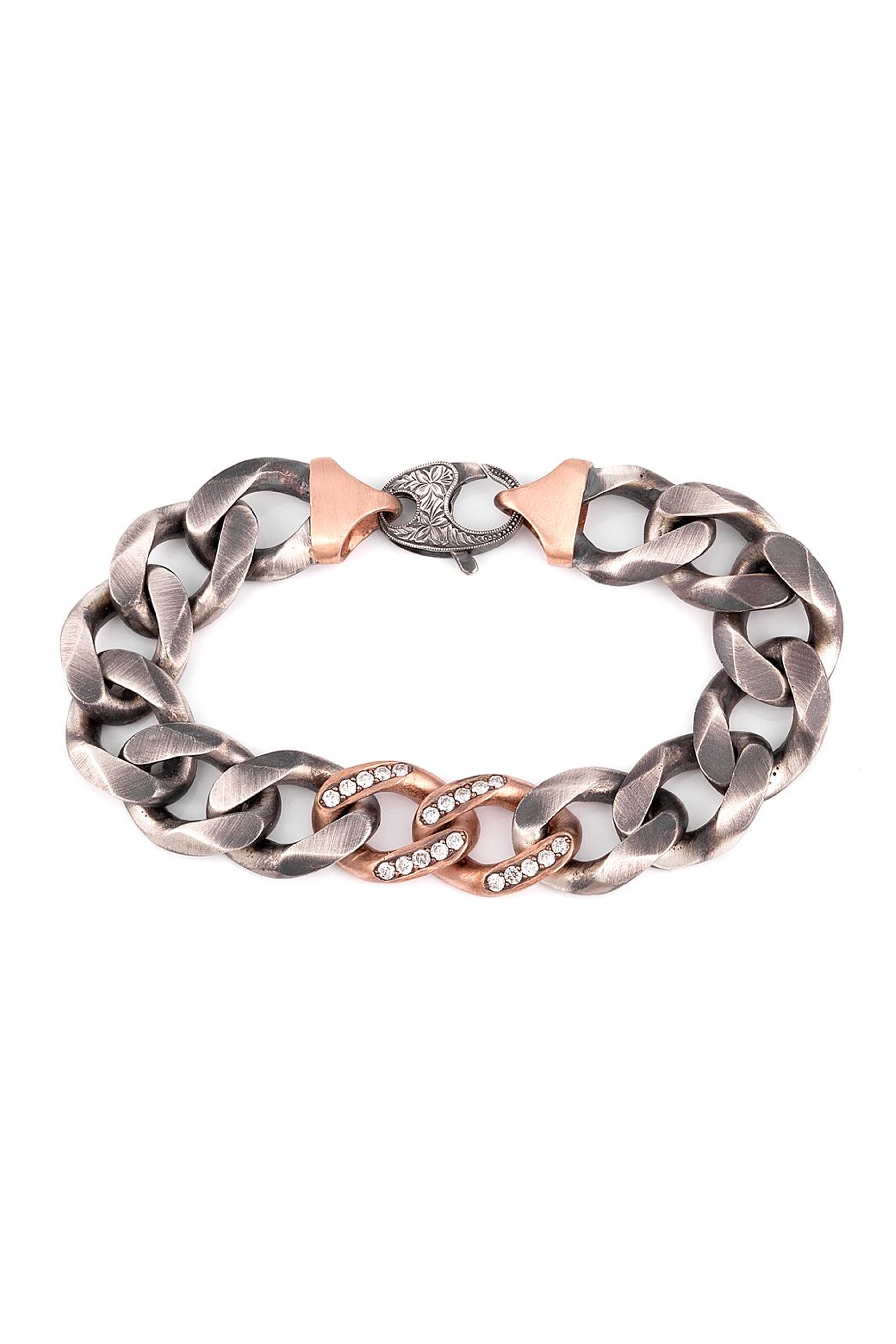 64 Facets - Rose Gold Diamond Half Scallop Bangle Bracelet