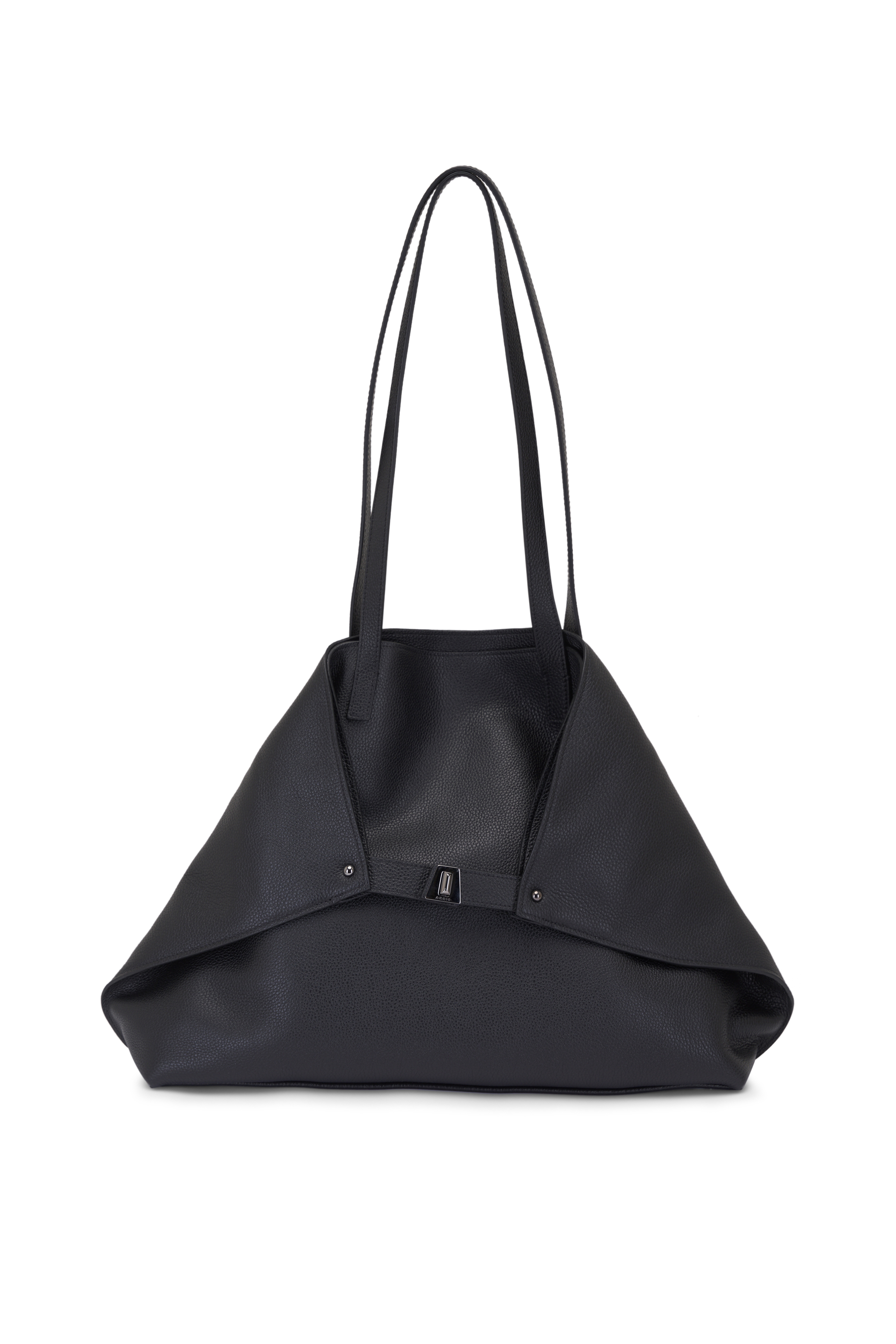 Akris - AI Black Embossed Techno Medium Shoulder Bag