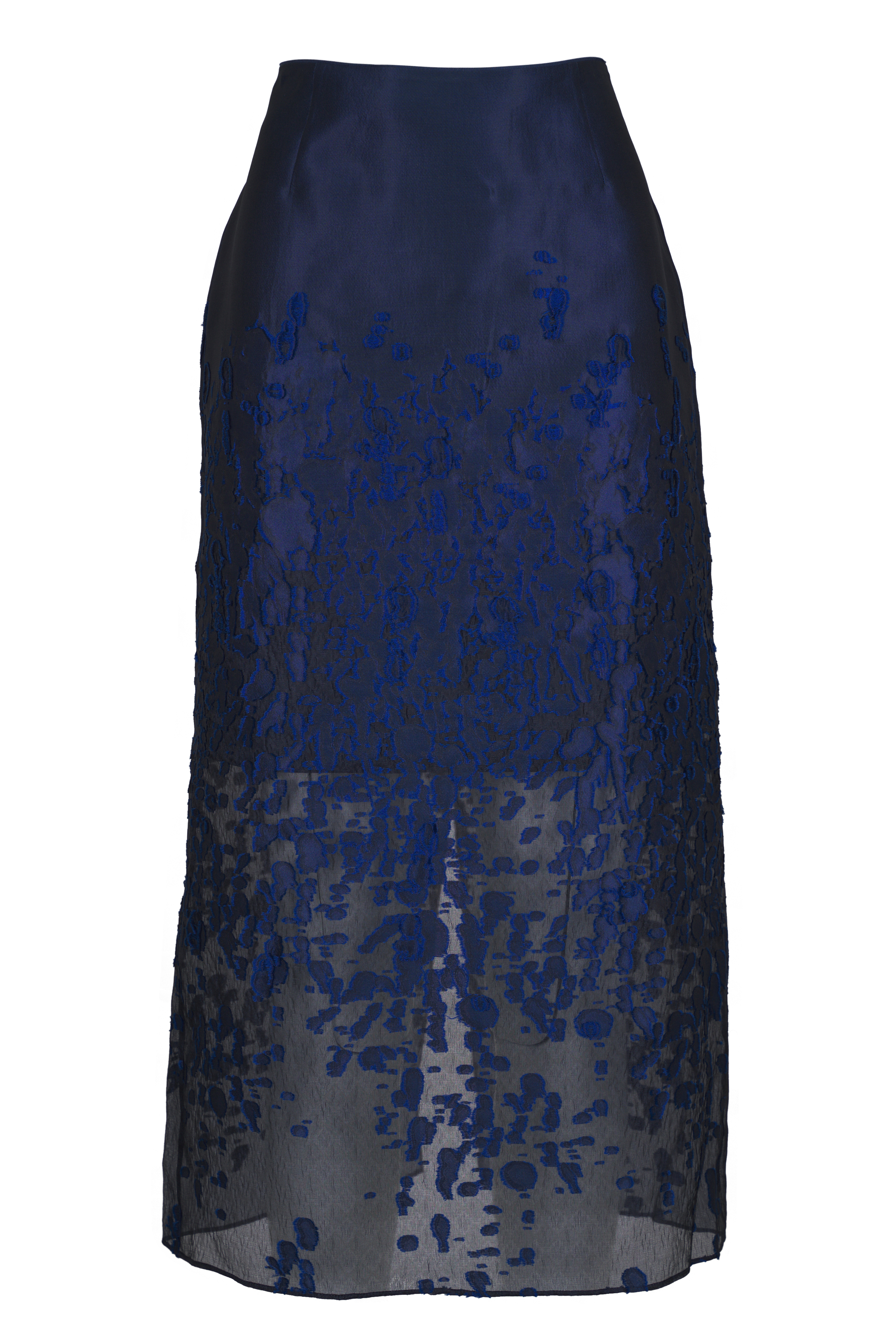 Khaite - Cadence Navy Silk & Cashmere Skirt | Mitchell Stores