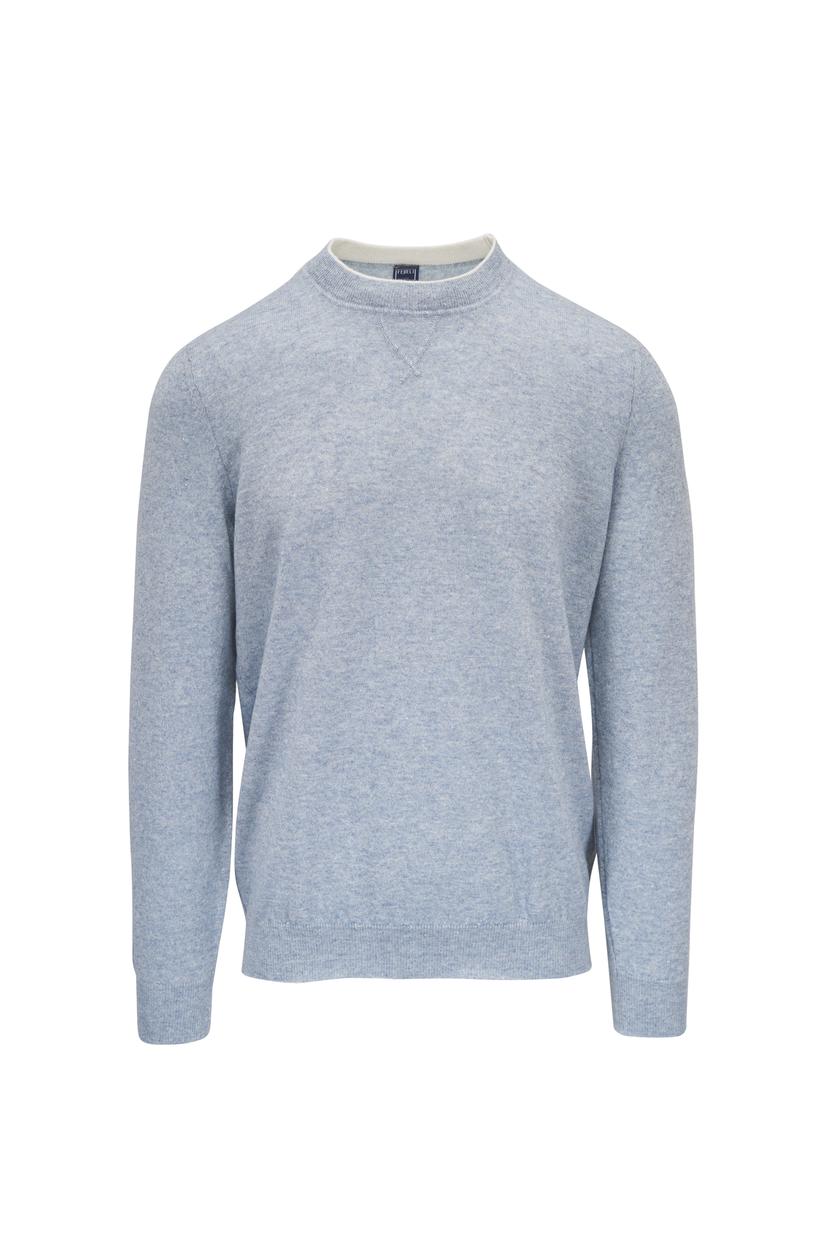 Fedeli - Sky Blue Cashmere Quarter Zip Sweater | Mitchell Stores
