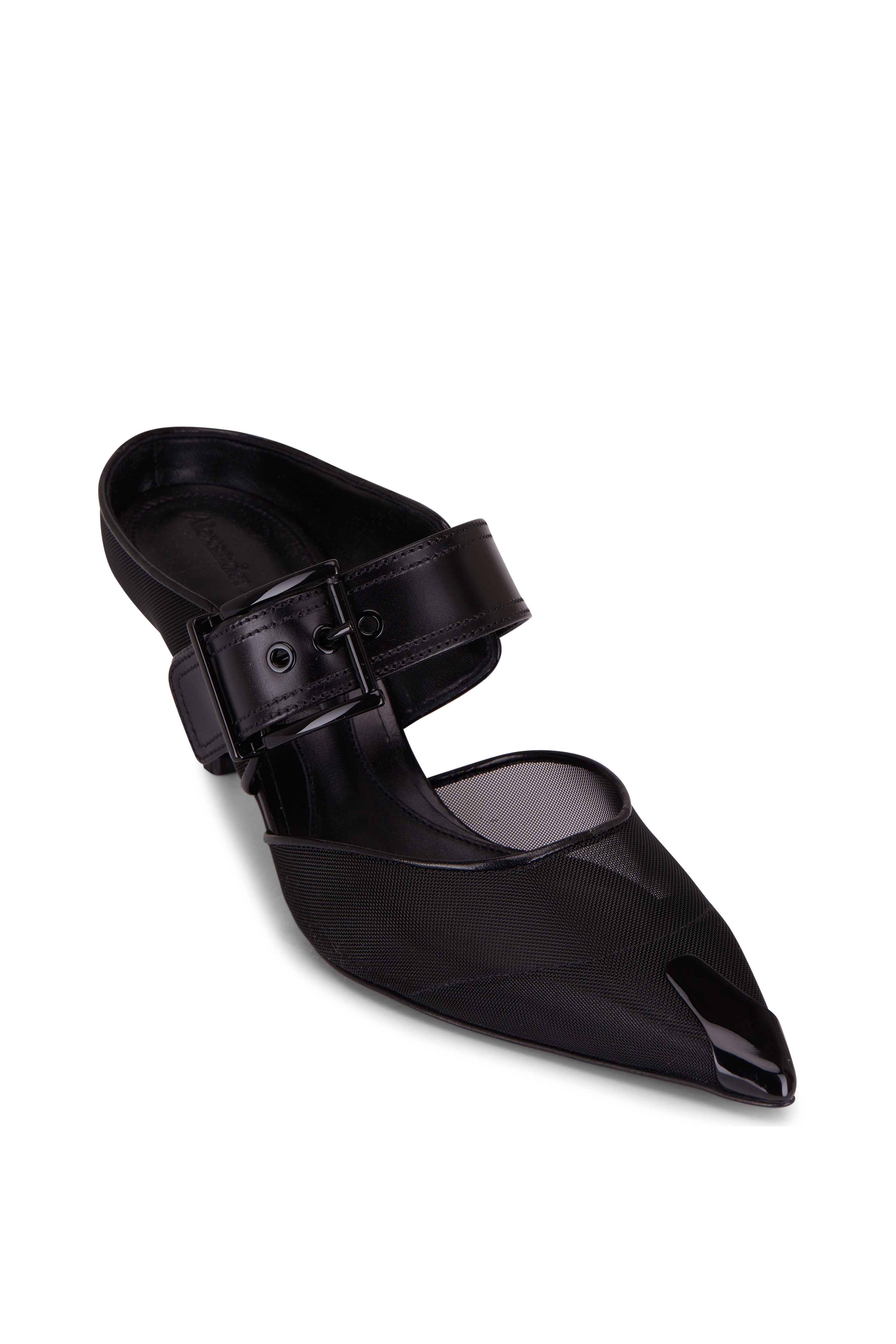 Alexander McQueen Heeled Buckle Black Sandals – AUMI 4