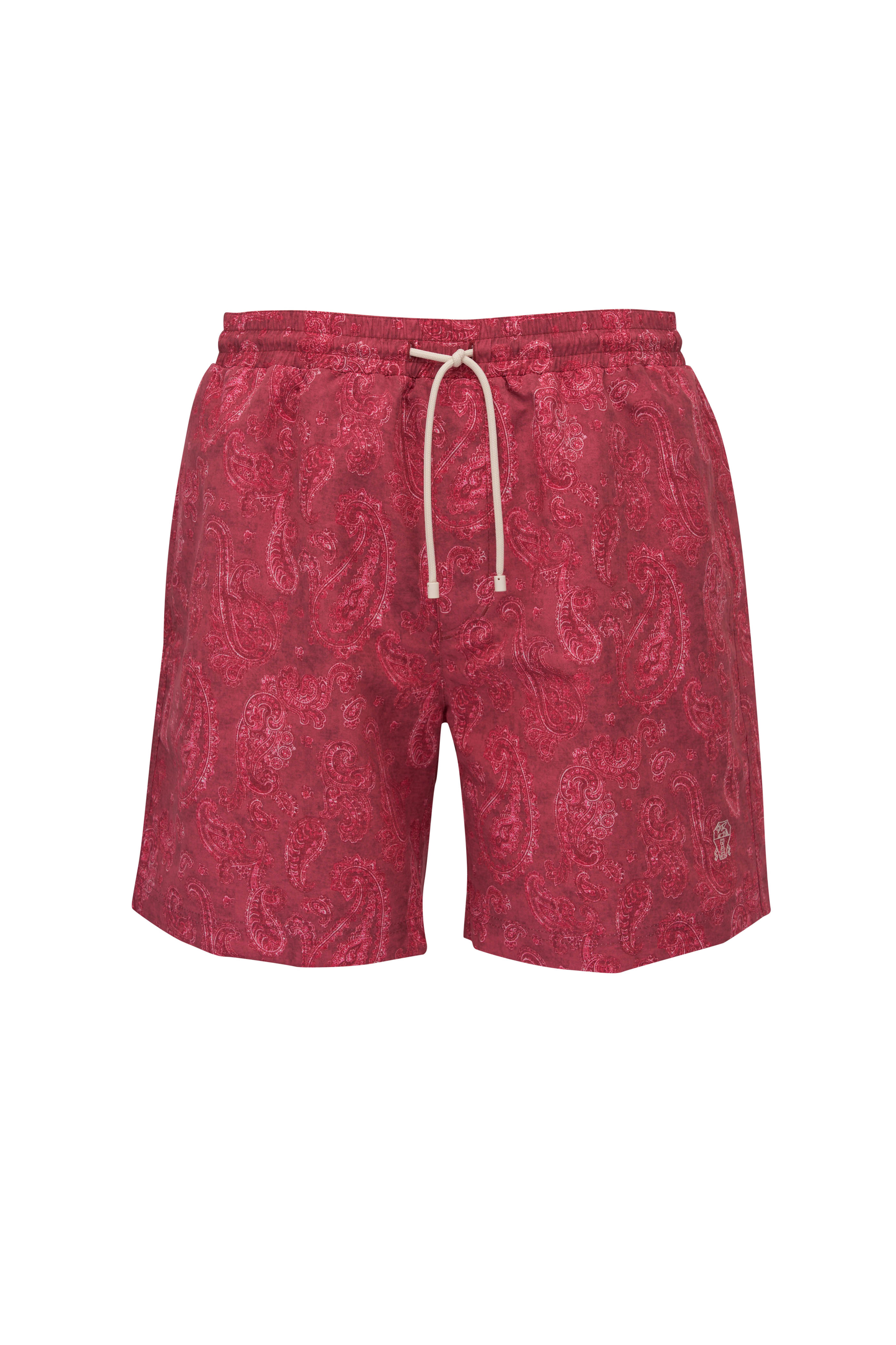 Brunello Cucinelli - Charcoal Gray Paisley Print Swim Trunks