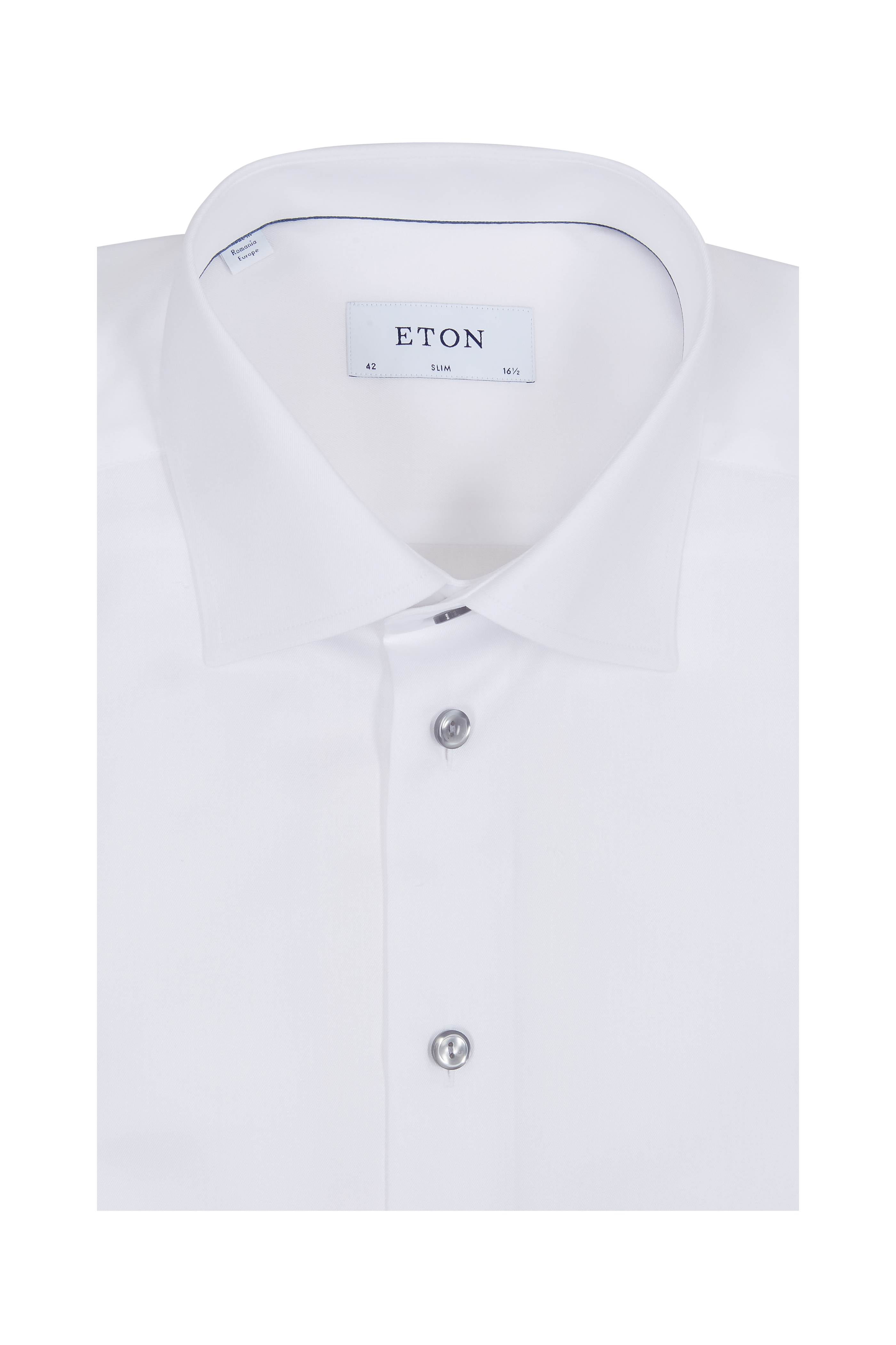 eton white dress shirt Slim Fit 16 Twill Spread Collar French Cuff it exudes timeless elegance. Eton Men's Contemporary-Fit Solid Dress