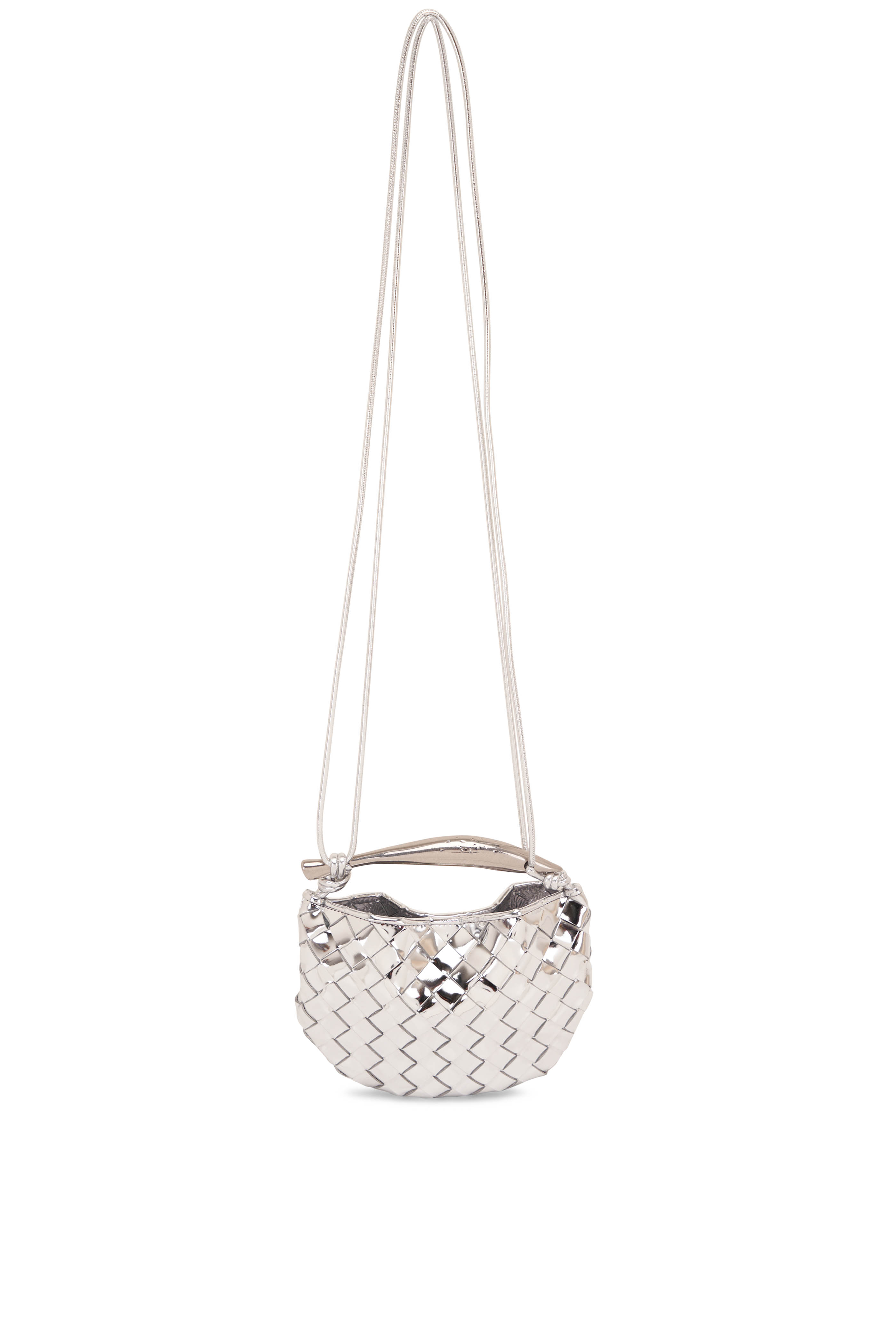 hidehidehide 　Bottega Veneta Bottega Veneta - Grey Satin Intrecciato & Snakeskin Knot Clutch