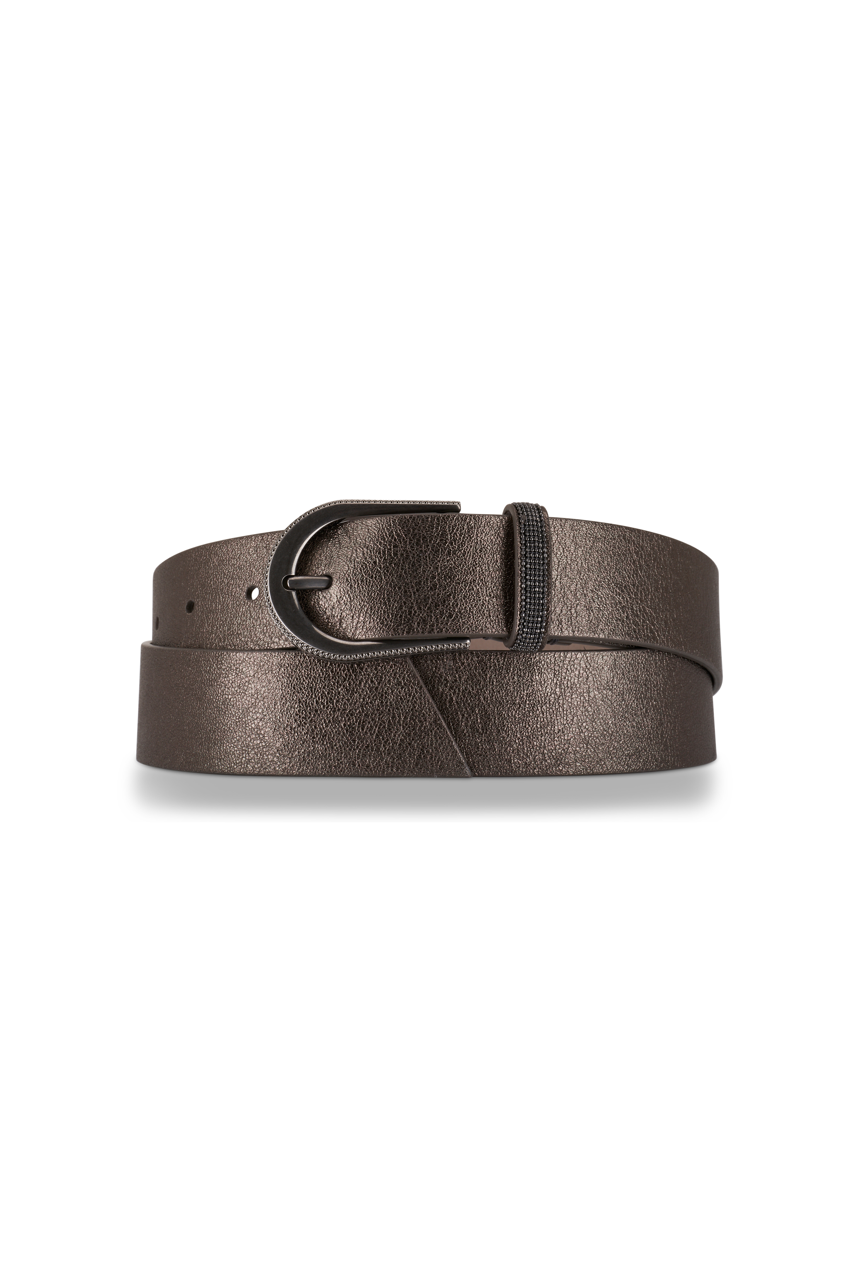 Benny Snake Effect Leather Belt in Brown - Khaite