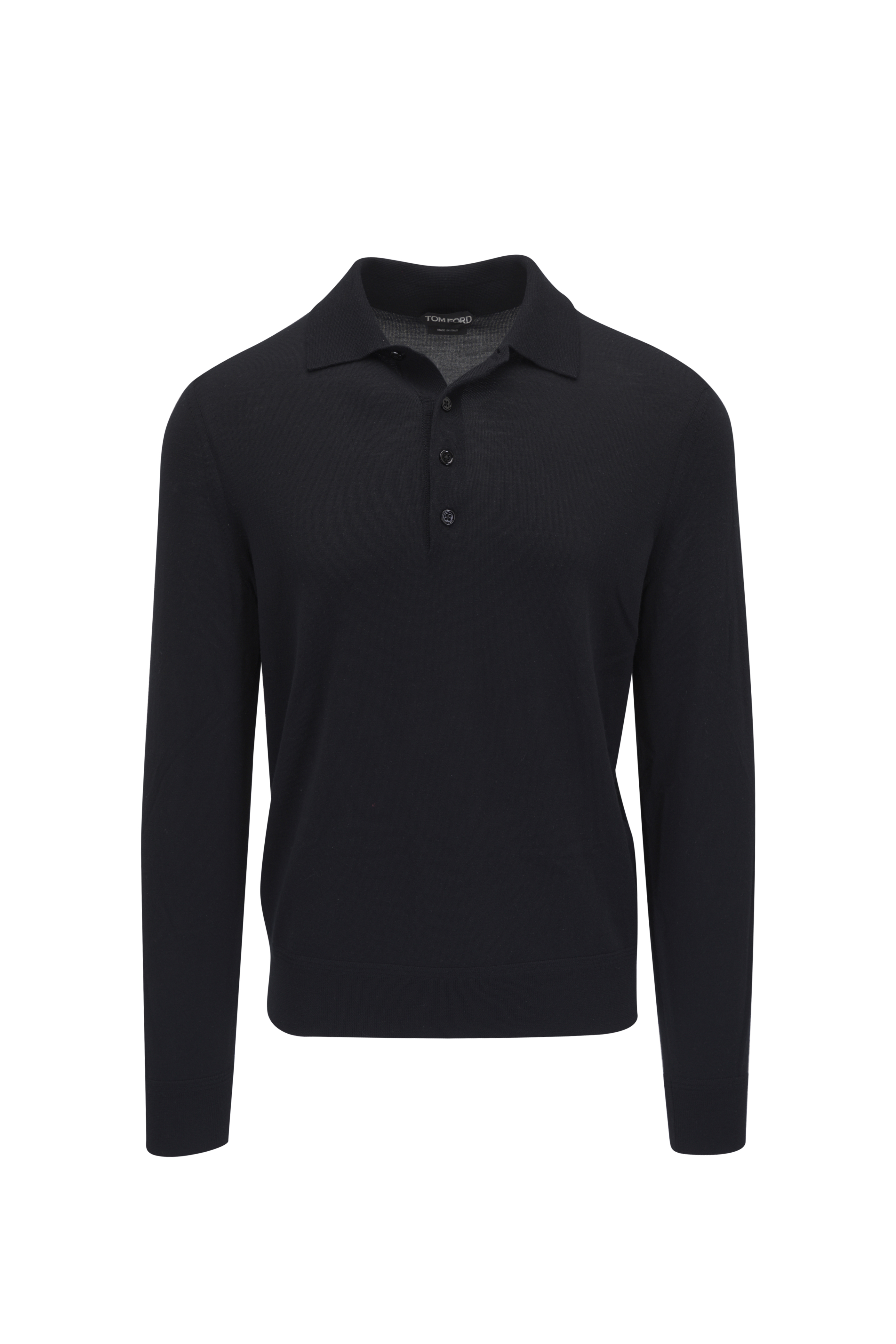 Tシャツ・カットソー TOM FORD Black Wool Blend Polo Shirt MERINO WOOL BI-COLOUR POLO | Tom Ford Fashion