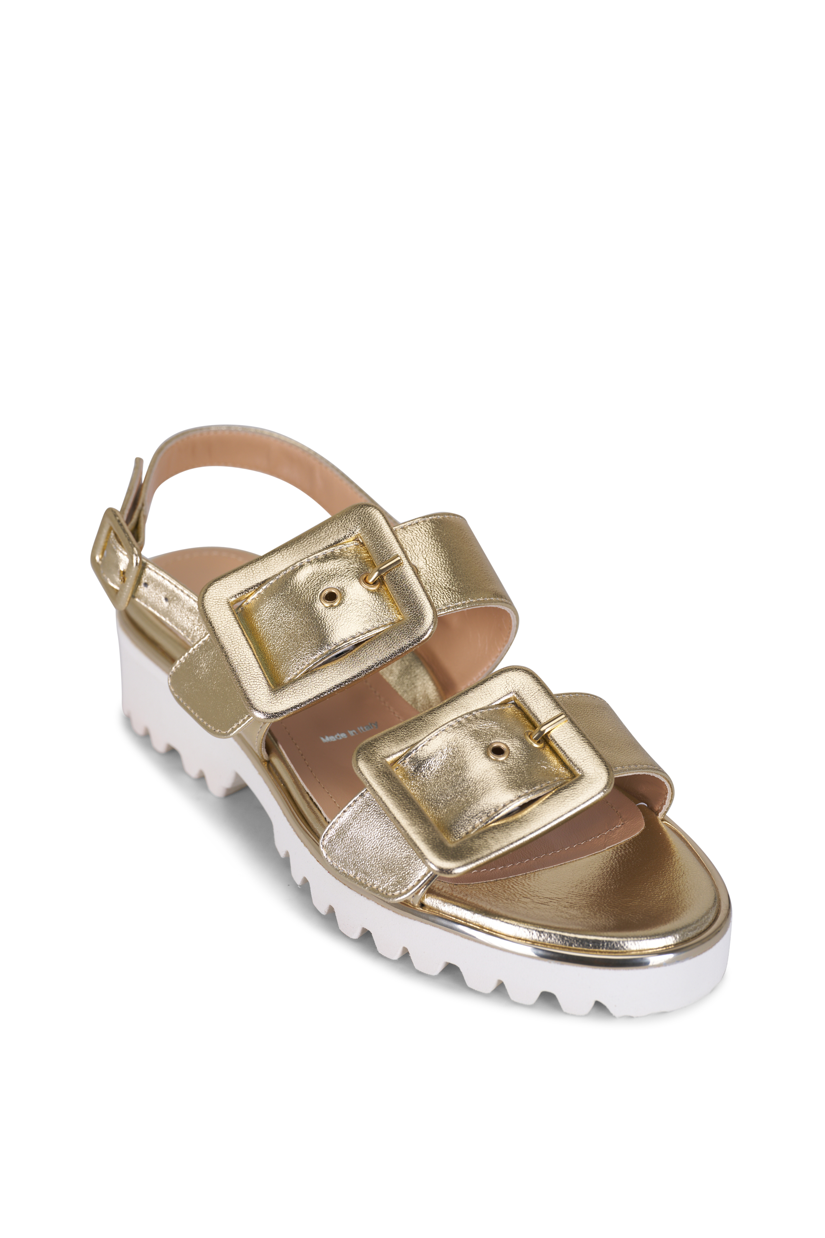 Francesco Russo - Gold Laminated Leather Thong Sandal