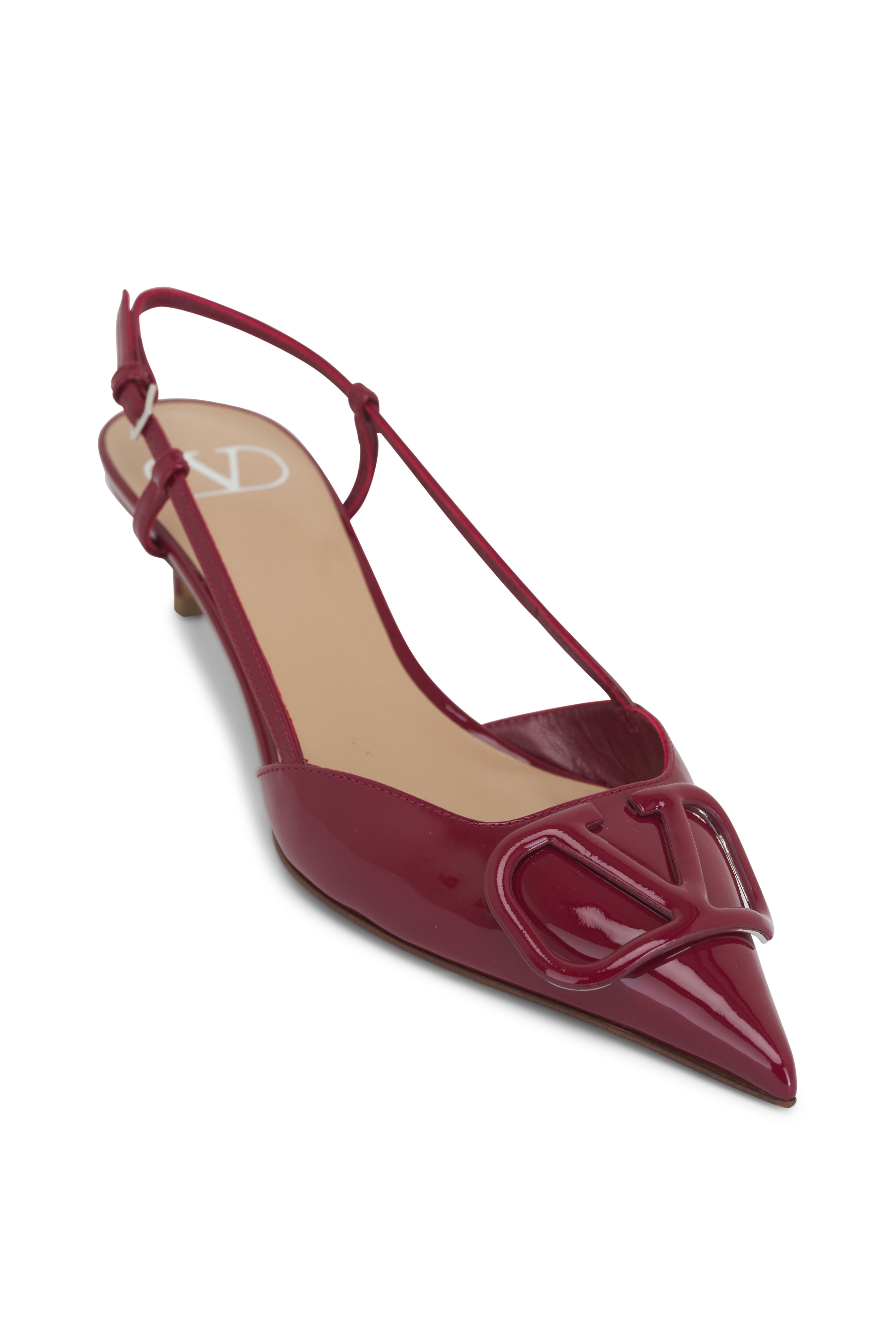 サンダル・ミュール Valentino Garavani Rockstud Patent Leather Slingbacks Valentino Garavani - Rockstud Opal Gray Leather Slingback