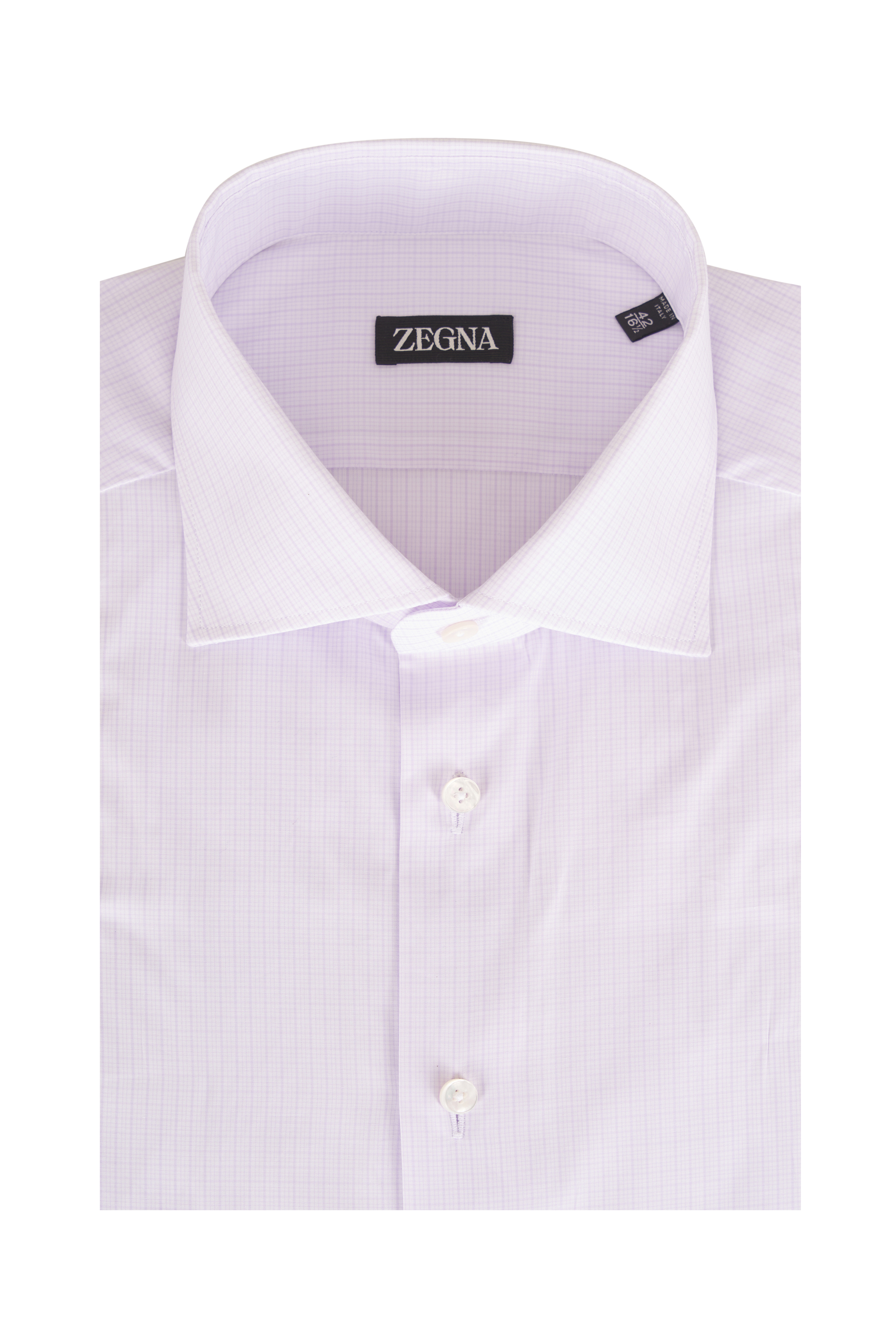 ISAIA リネン ホワイト 長袖シャツ Isaia - Solid White Cotton Dress Shirt | Mitchell Stores