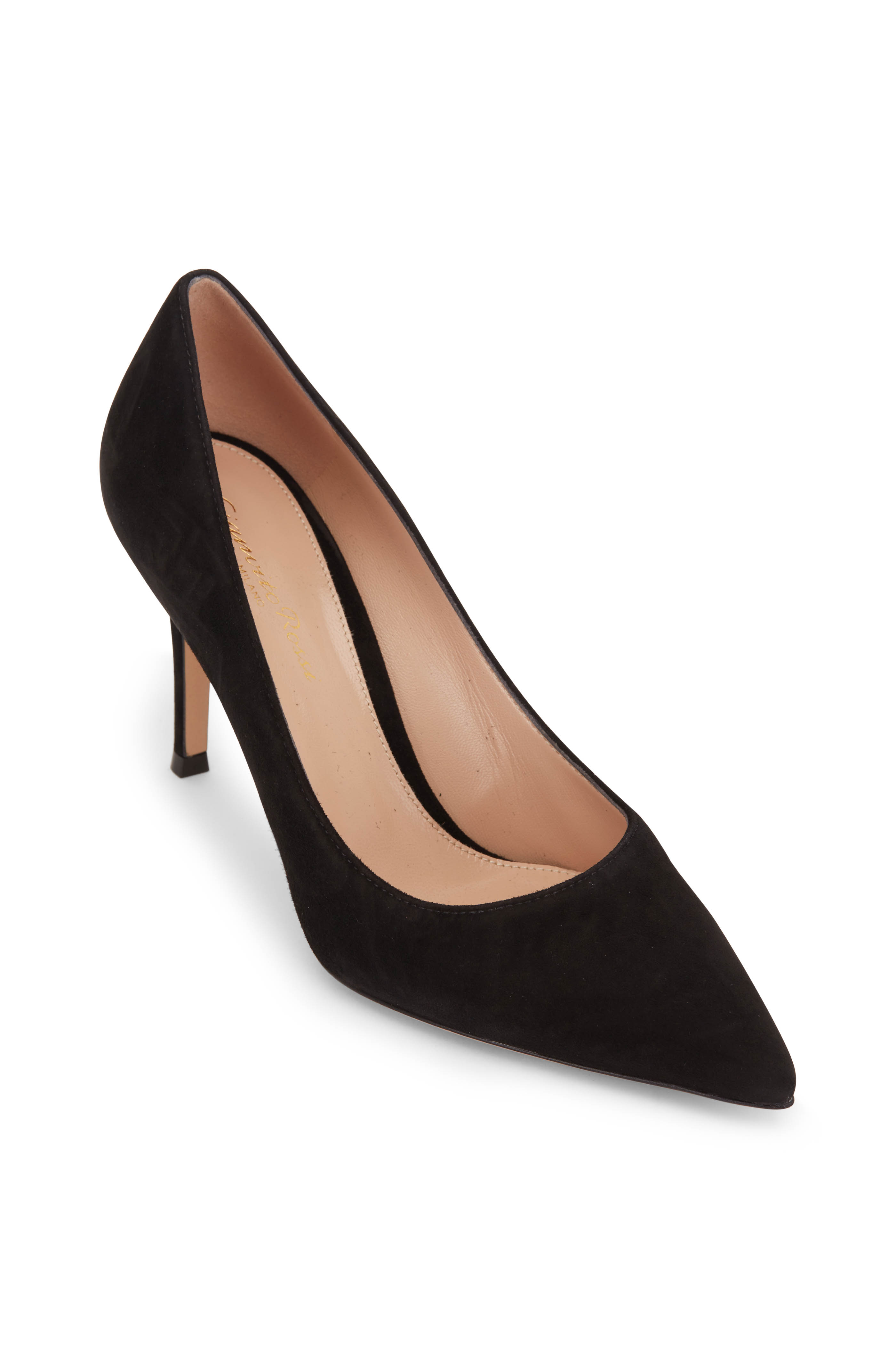 Gianvito Rossi Piper 45mm パンプス スエード 黒 38 Gianvito Rossi Piper 45MM Suede Block Heel Pumps | Saks