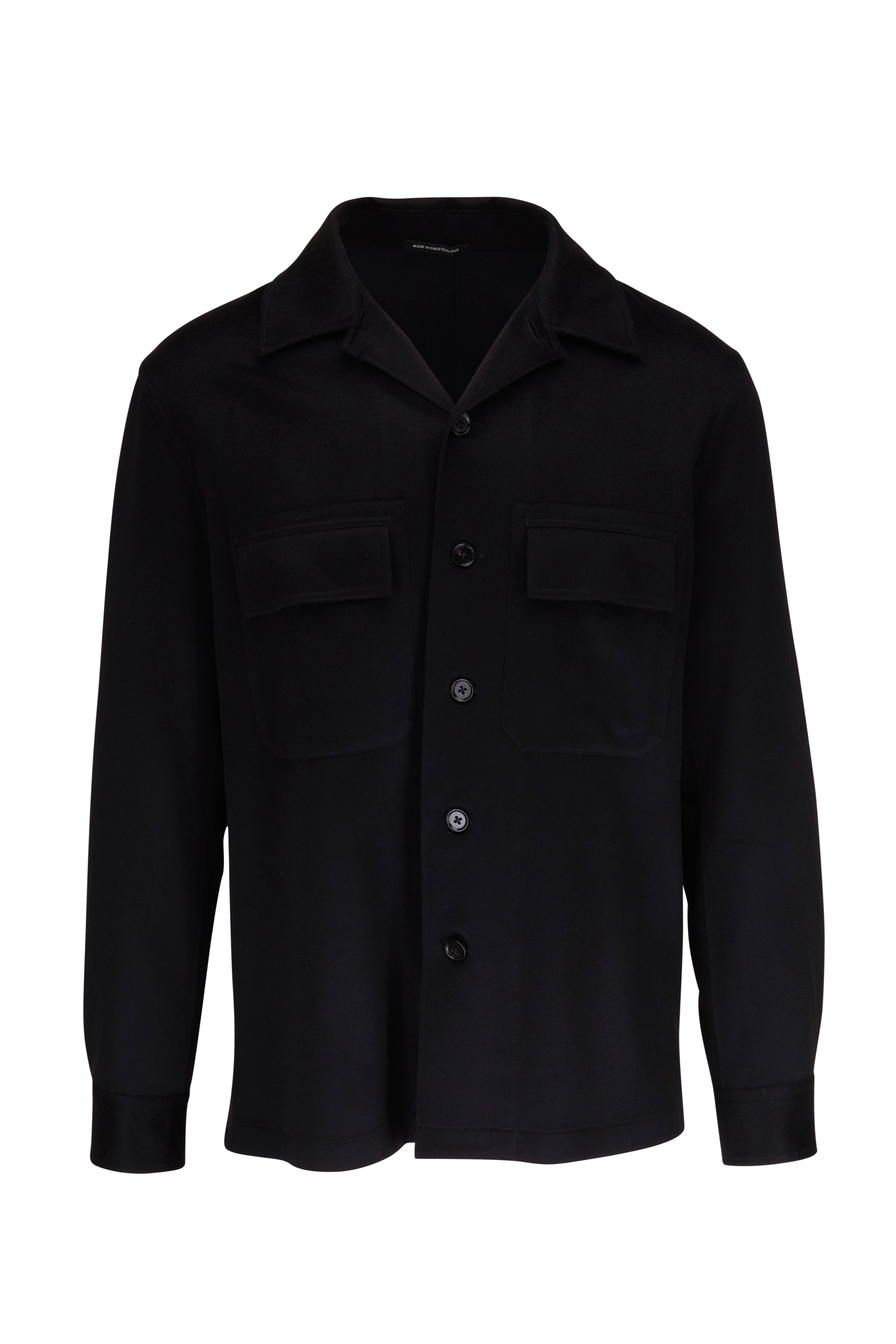Tシャツ・カットソー ZEGNA FW25 Techmerino overshirt (UGV01A2SOTM2290G 054) Zegna - Oasi Navy Blue Cashmere Overshirt | Mitchell Stores