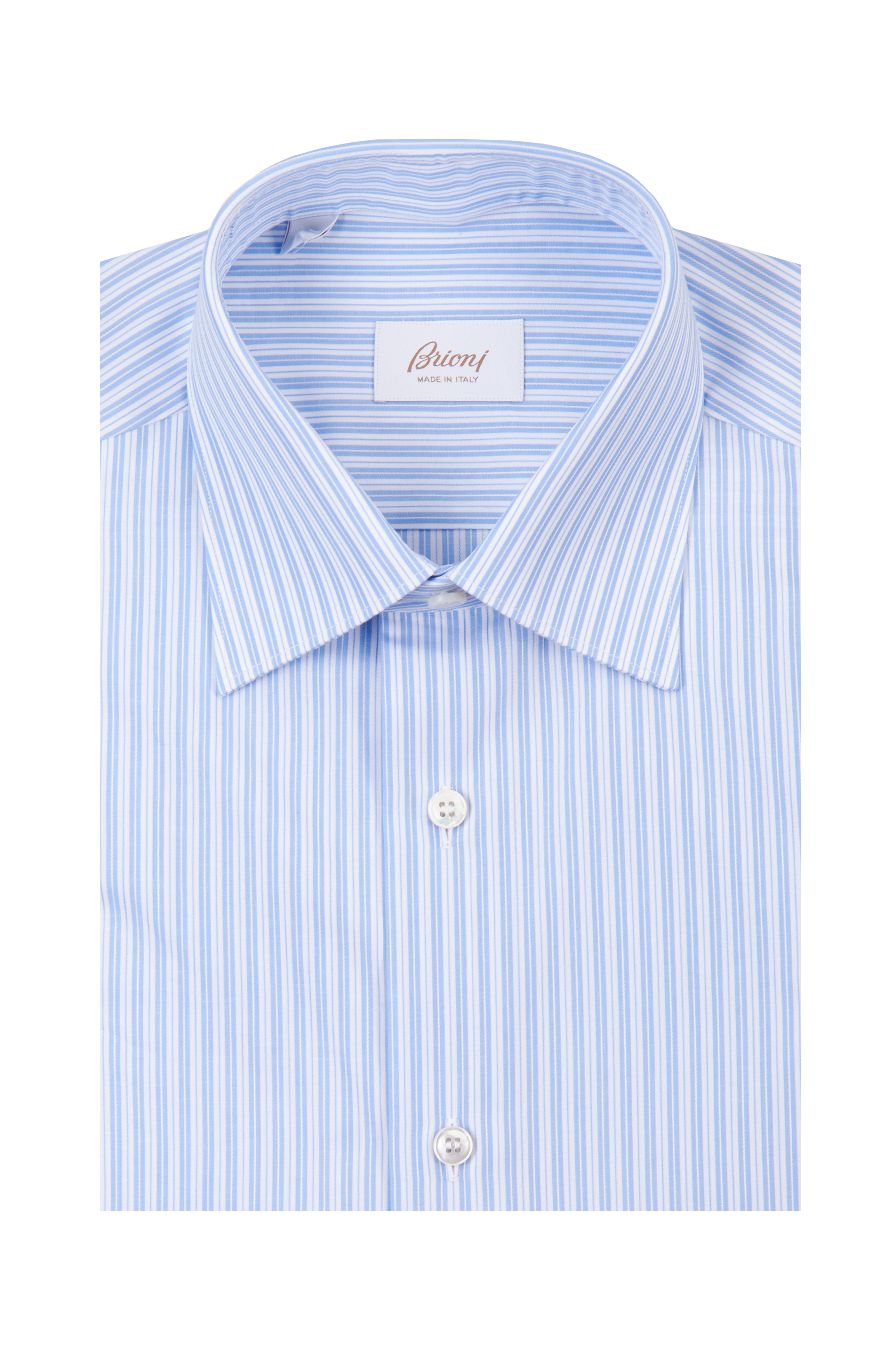 blue striped dress shirt with white collar White Collar Striped Popeline Shirt Slim Fit / XS 37