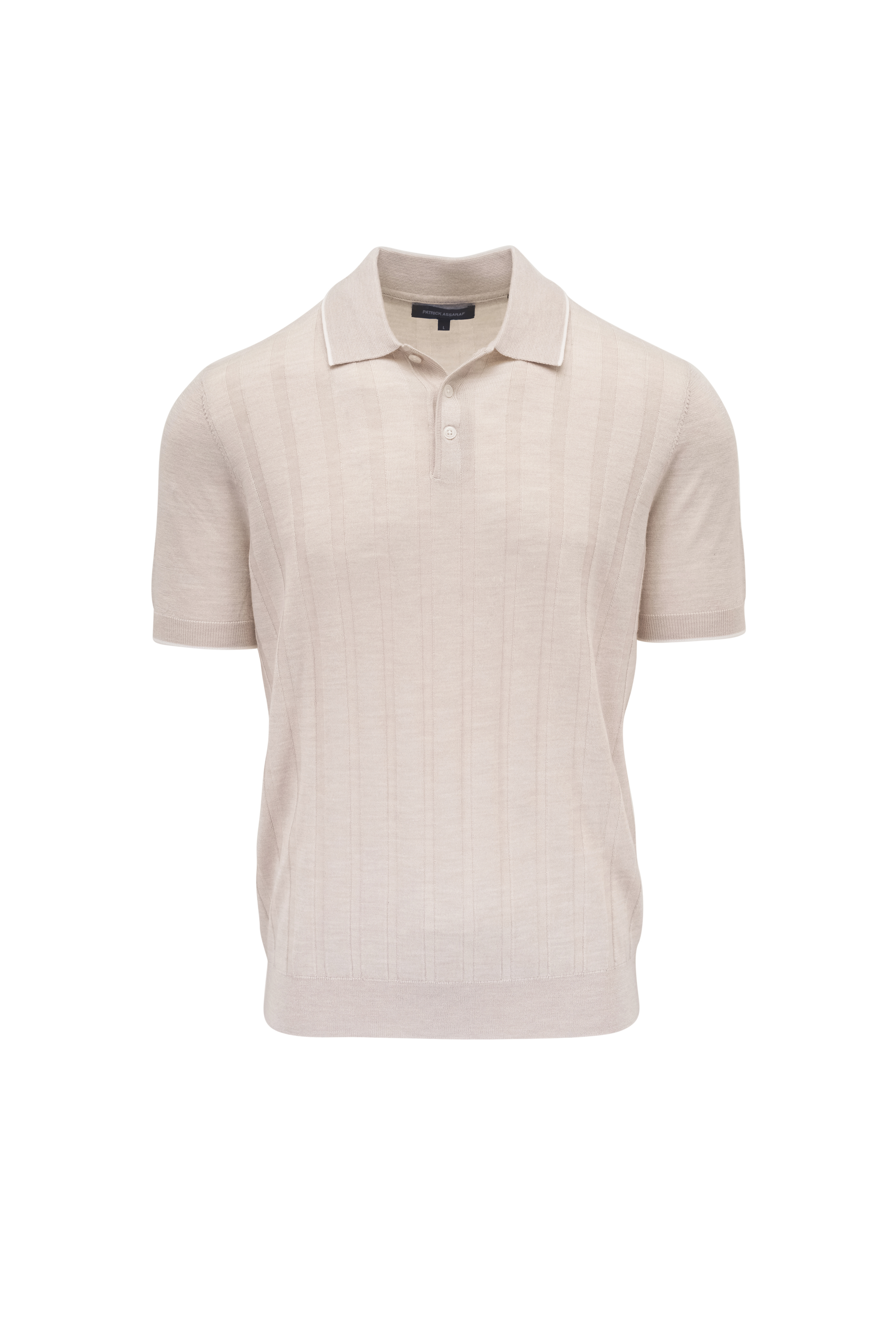 Zegna - Taupe Jacquard Short Sleeve Polo | Mitchell Stores