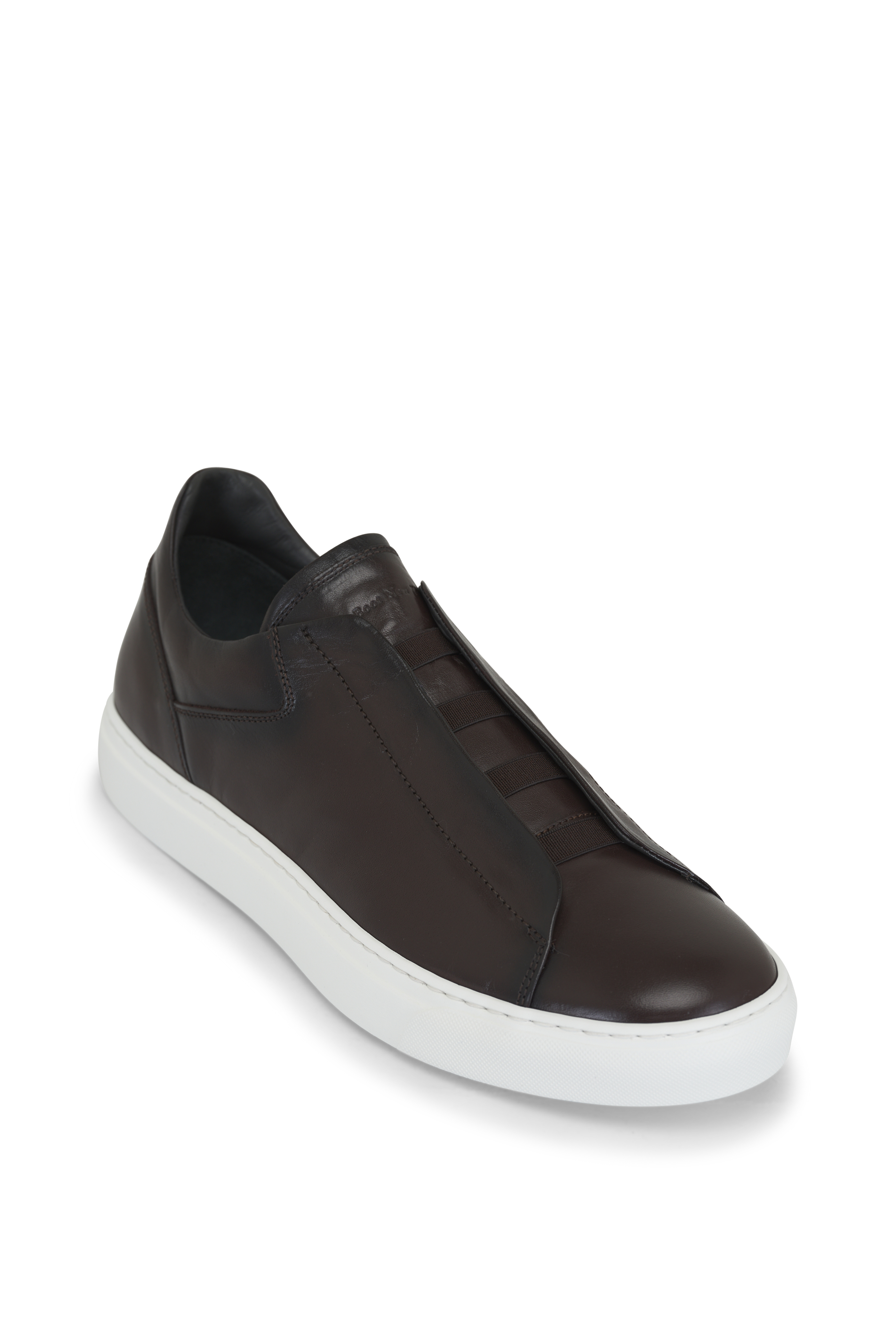 Santoni - DBS1 Navy Leather Low Top Sneaker | Mitchell Stores