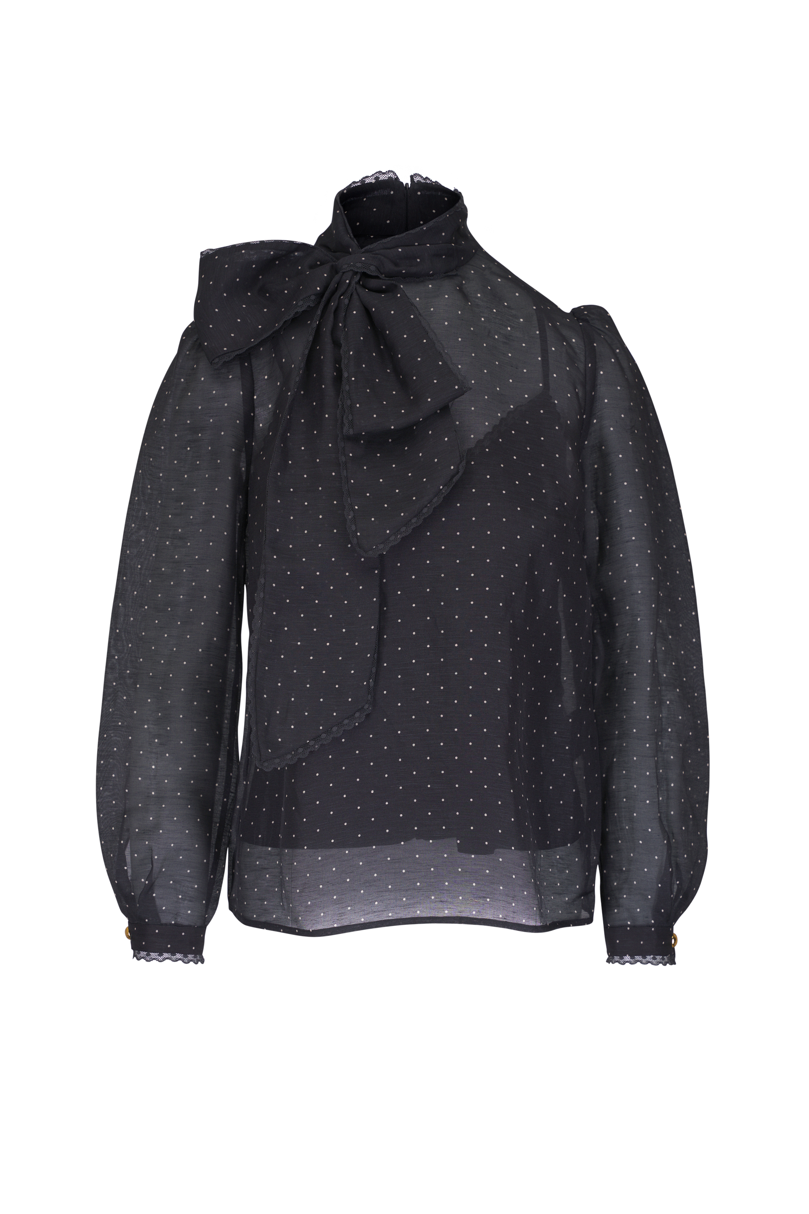 Dolce & Gabbana - Black Rose Printed Silk Tie Neck Blouse Dolce & Gabbana - Black Rose Printed Silk Tie Neck Blouse