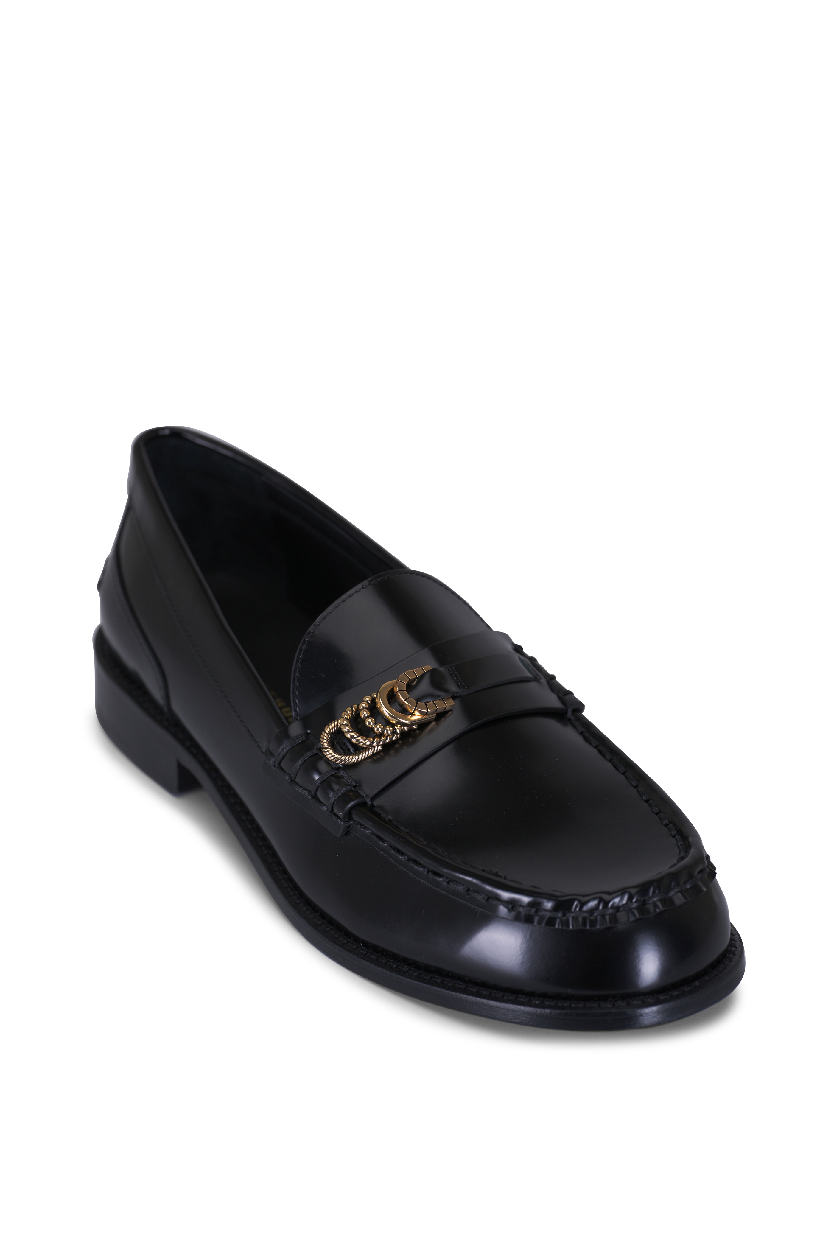 美品 PRADA 36 1/2 23.5 ローファー ブラック/XC50 プラダ PRADA ローファー オックスフォード トライアングルロゴ