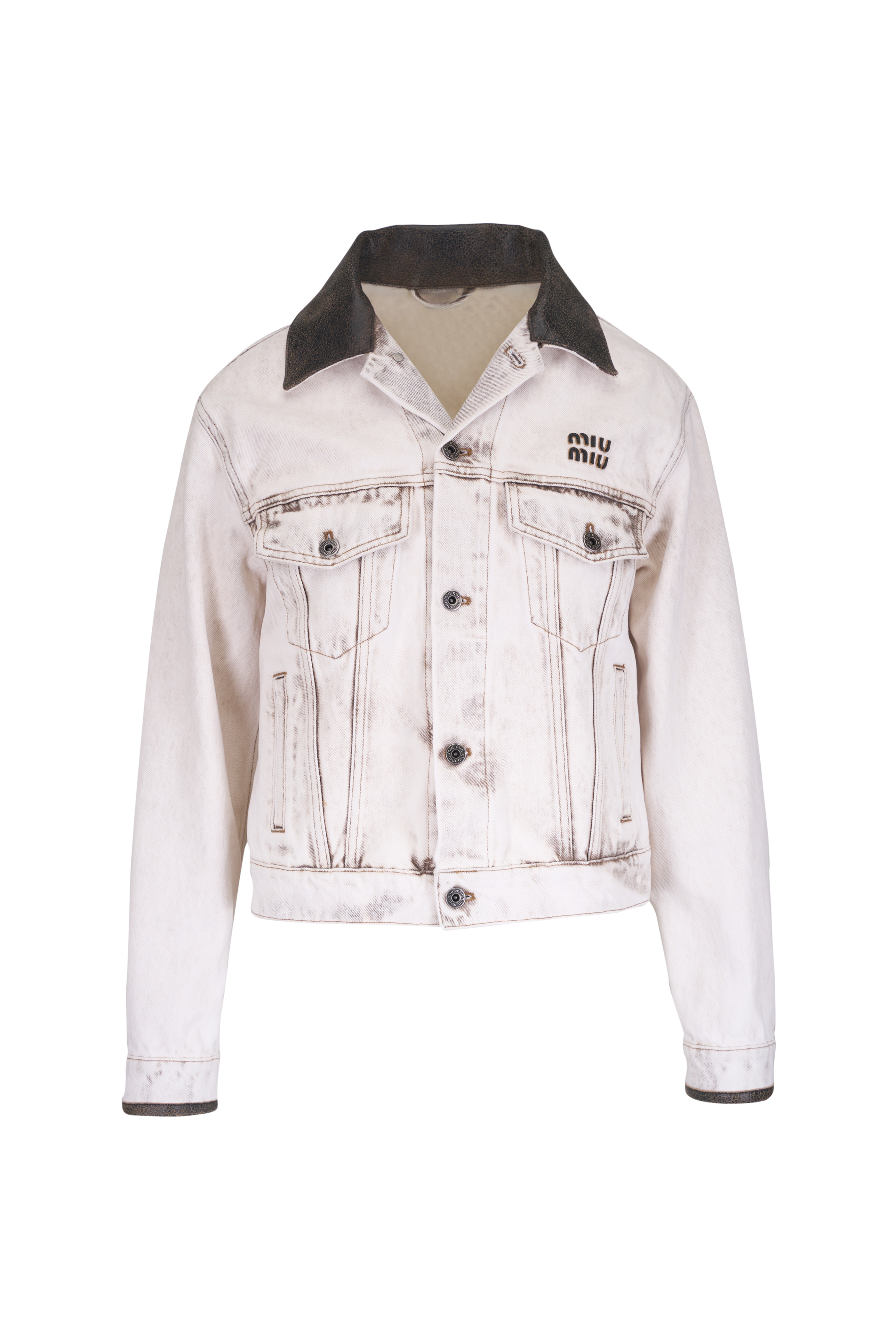 か*読様 miumiu white denim jacket ［M］ Miu Miu - Raw Hem Crop Denim Jacket | Mitchell Stores