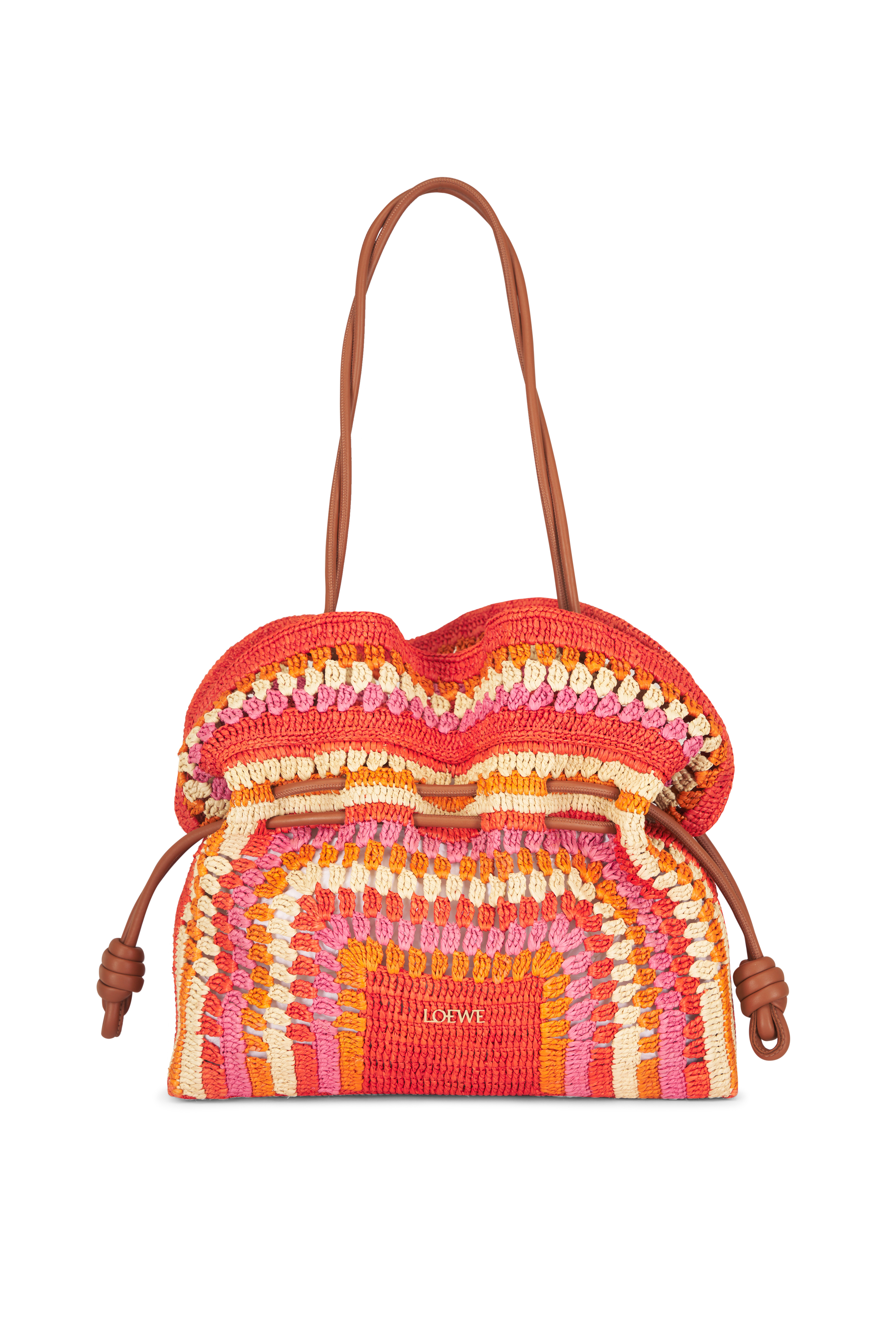 Loewe - Mini Flamenco Vivid Orange Leather Knot Clutch