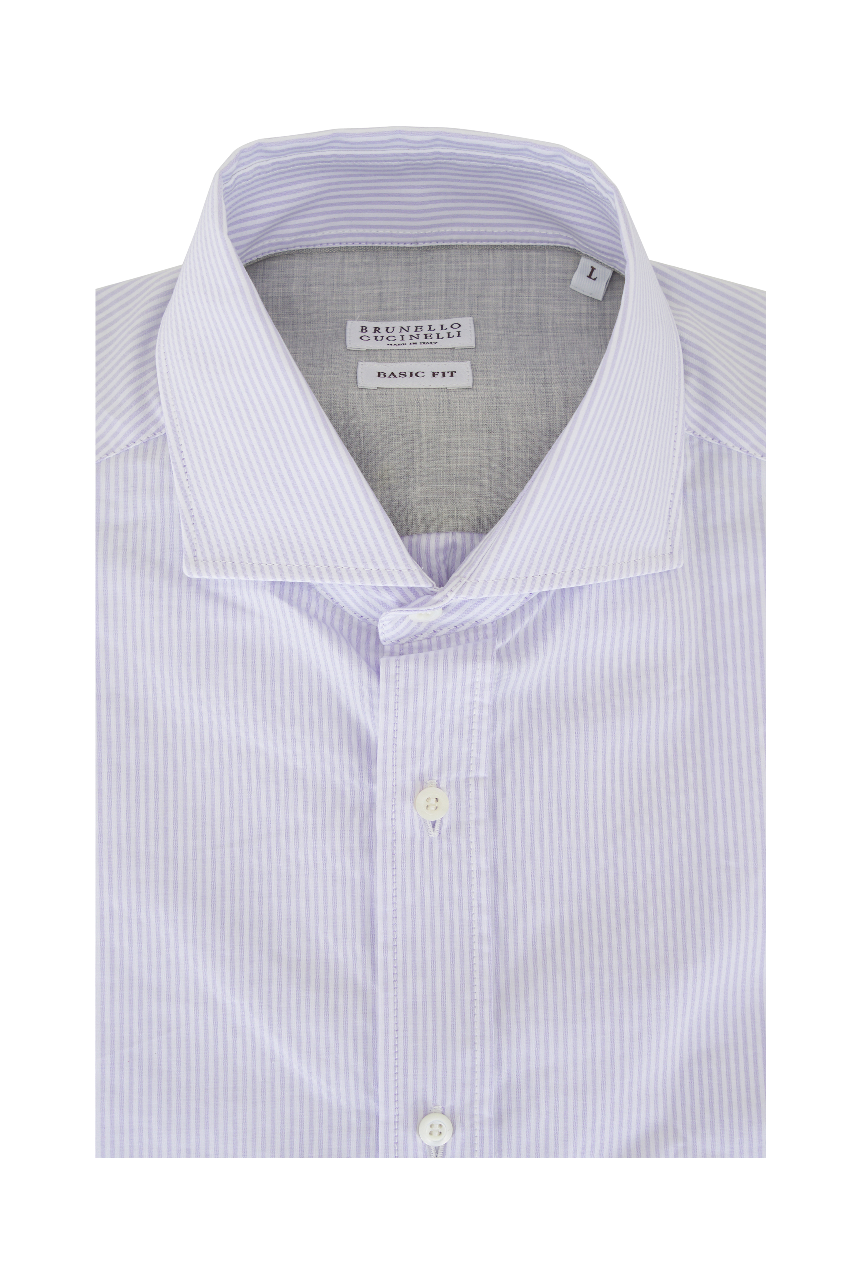 Brunello Cucinelli 薄紫 半袖 Brunello Cucinelli - Orange Wide Striped Linen Blend Sport Shirt
