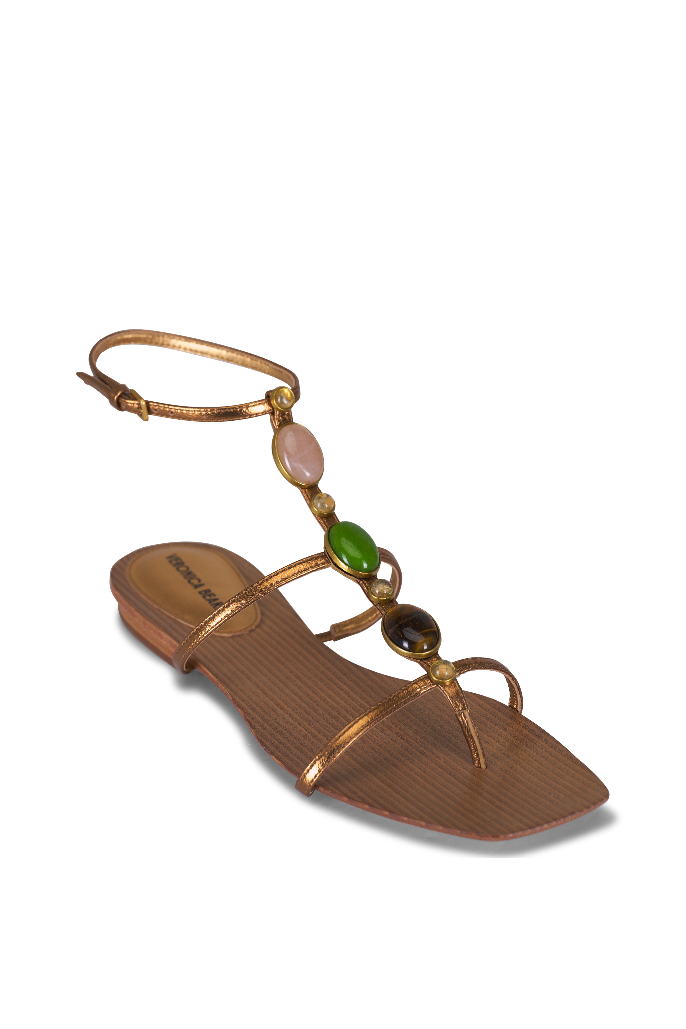 AGL - Gold Multi-Band Block Heel Sandal, 50mm | Mitchell Stores