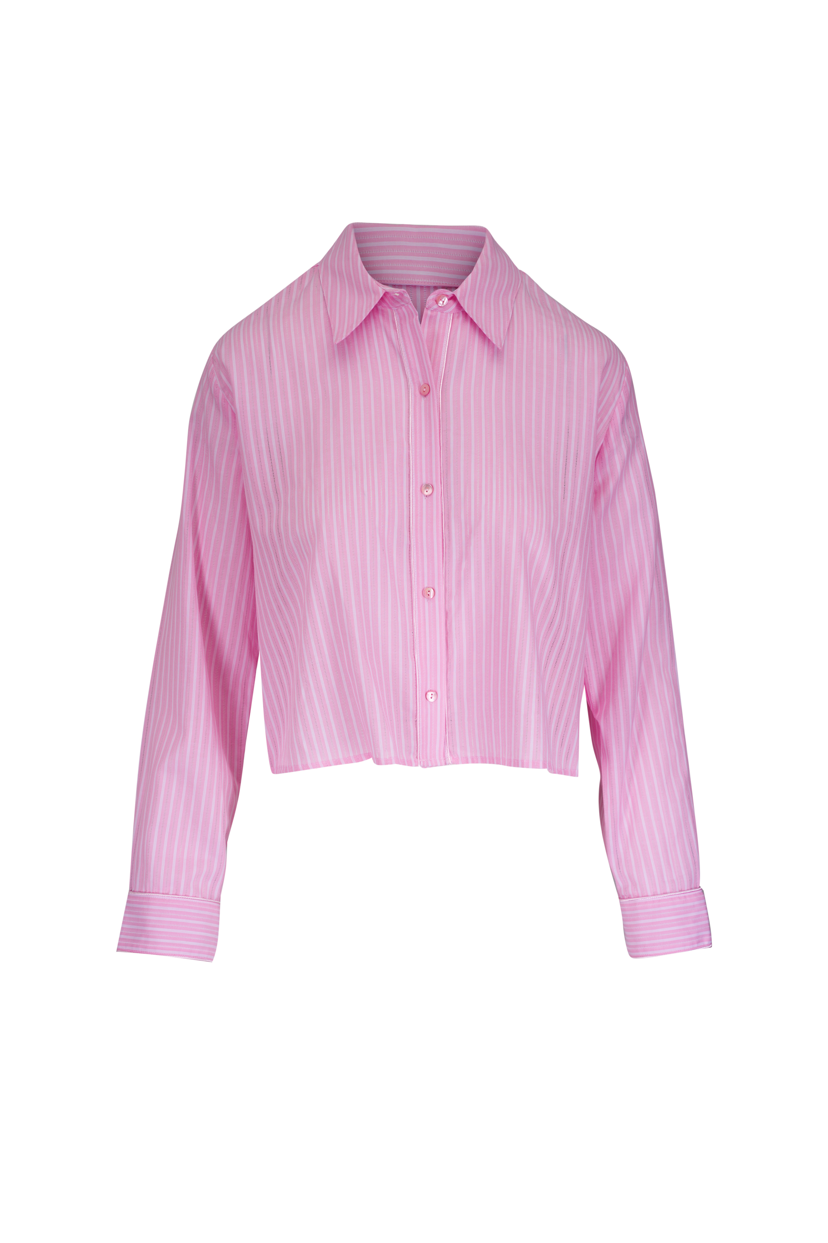 L'Agence - Seychelle Pale Cameo Pink Cropped Eyelet Blouse