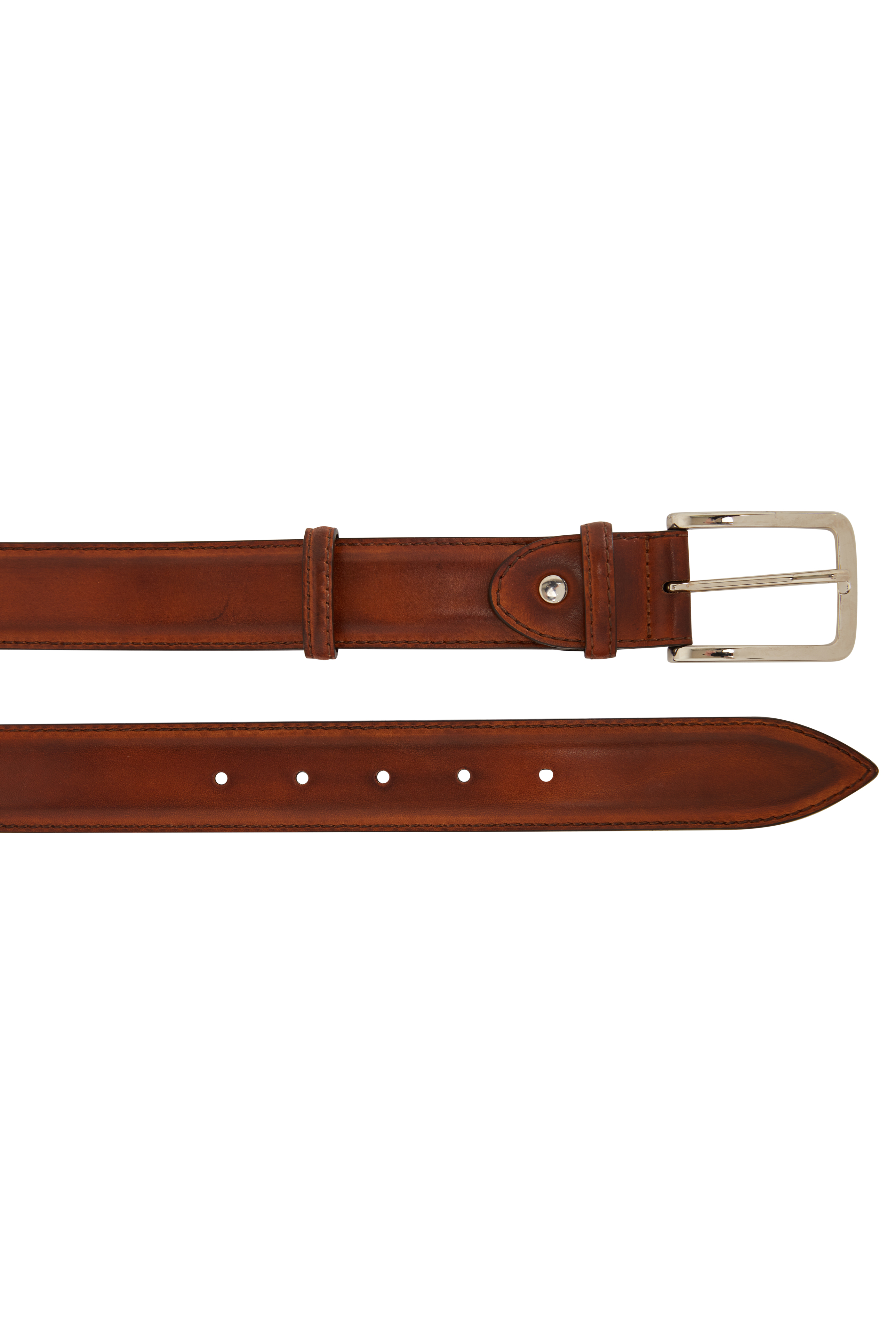 Santoni - Brown Pebble Leather Belt | Mitchell Stores