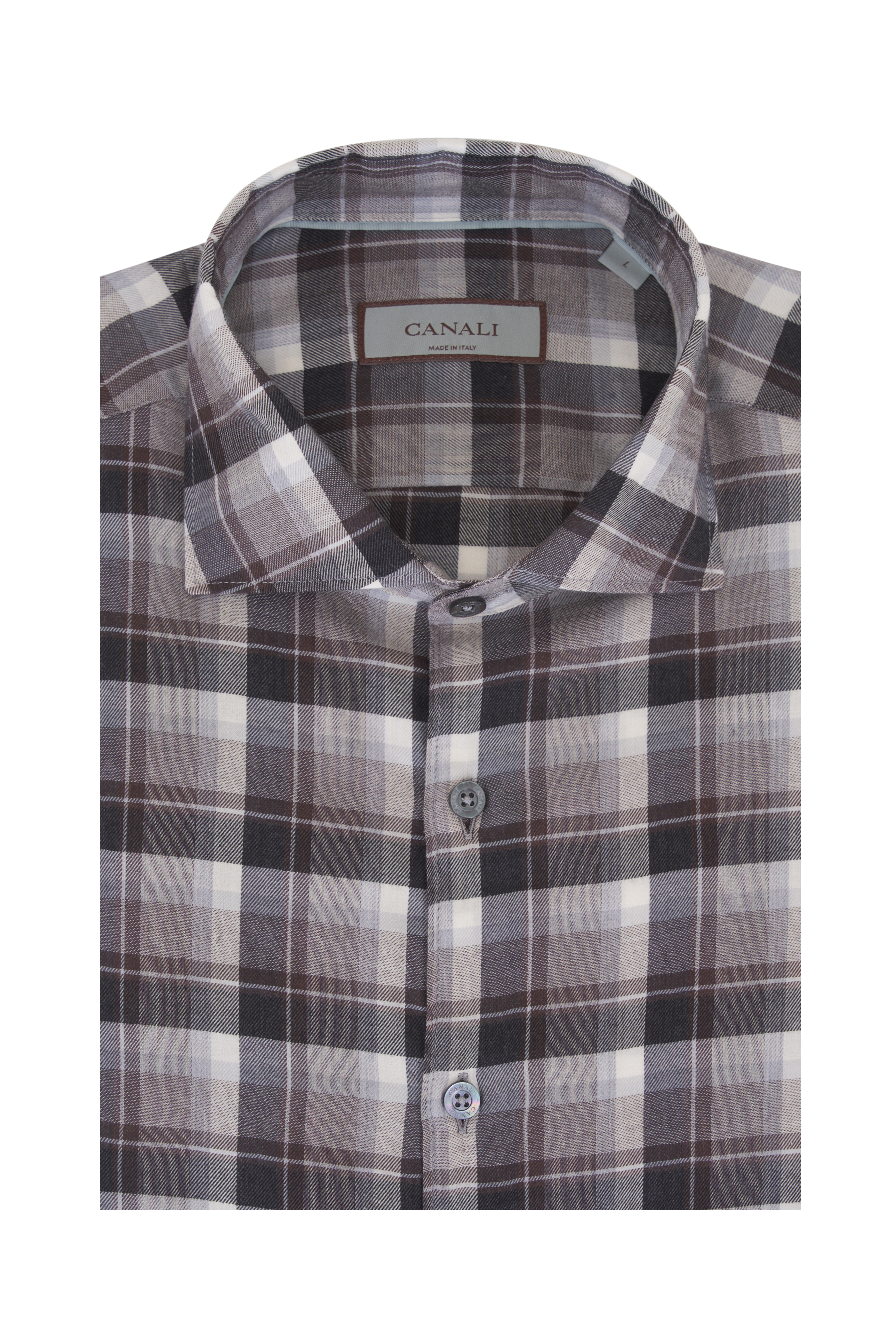 Canali - Brown & Green Floral Print Sport Shirt
