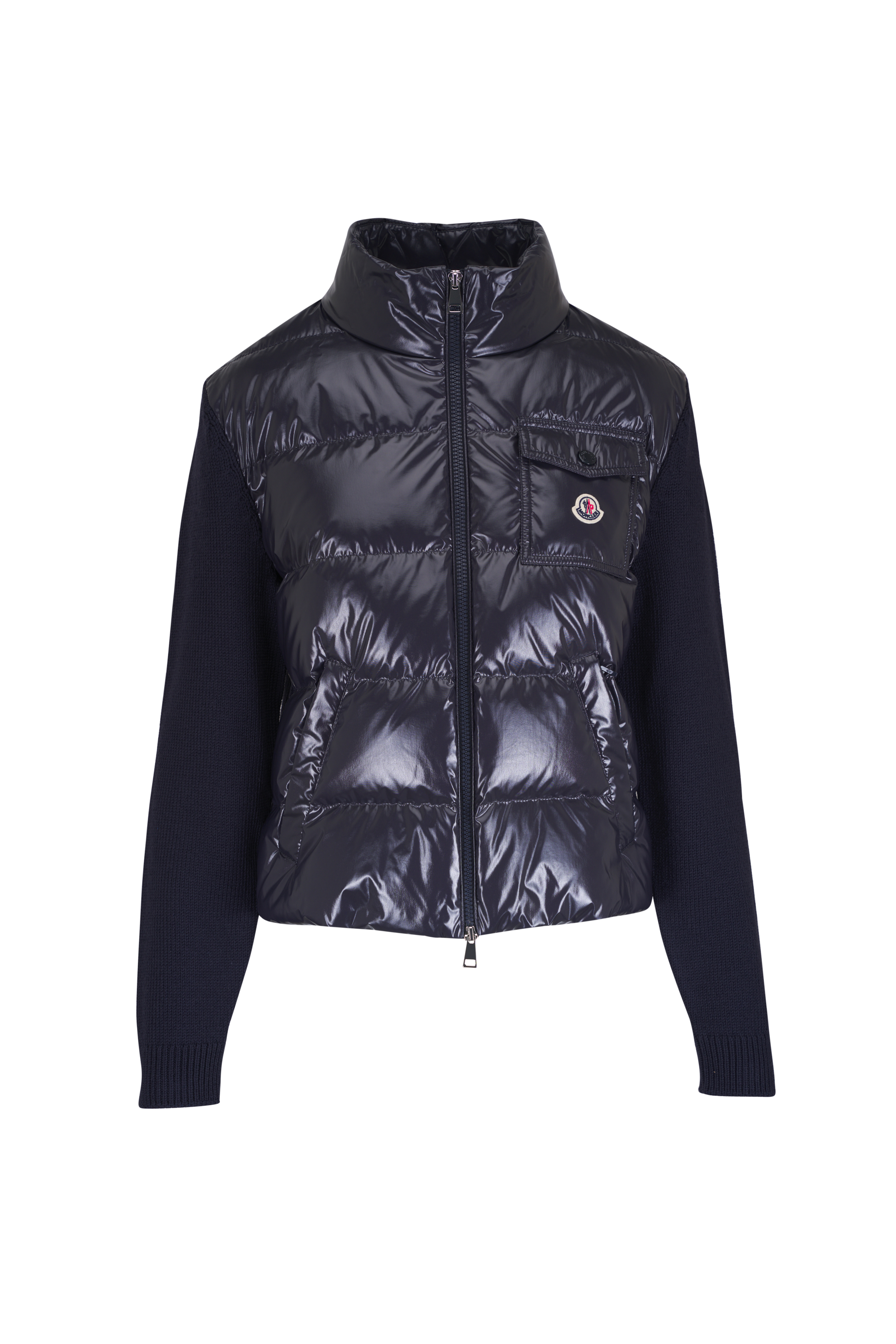 Moncler - Black Pearl Finish Down Knit Jacket | Mitchell Stores