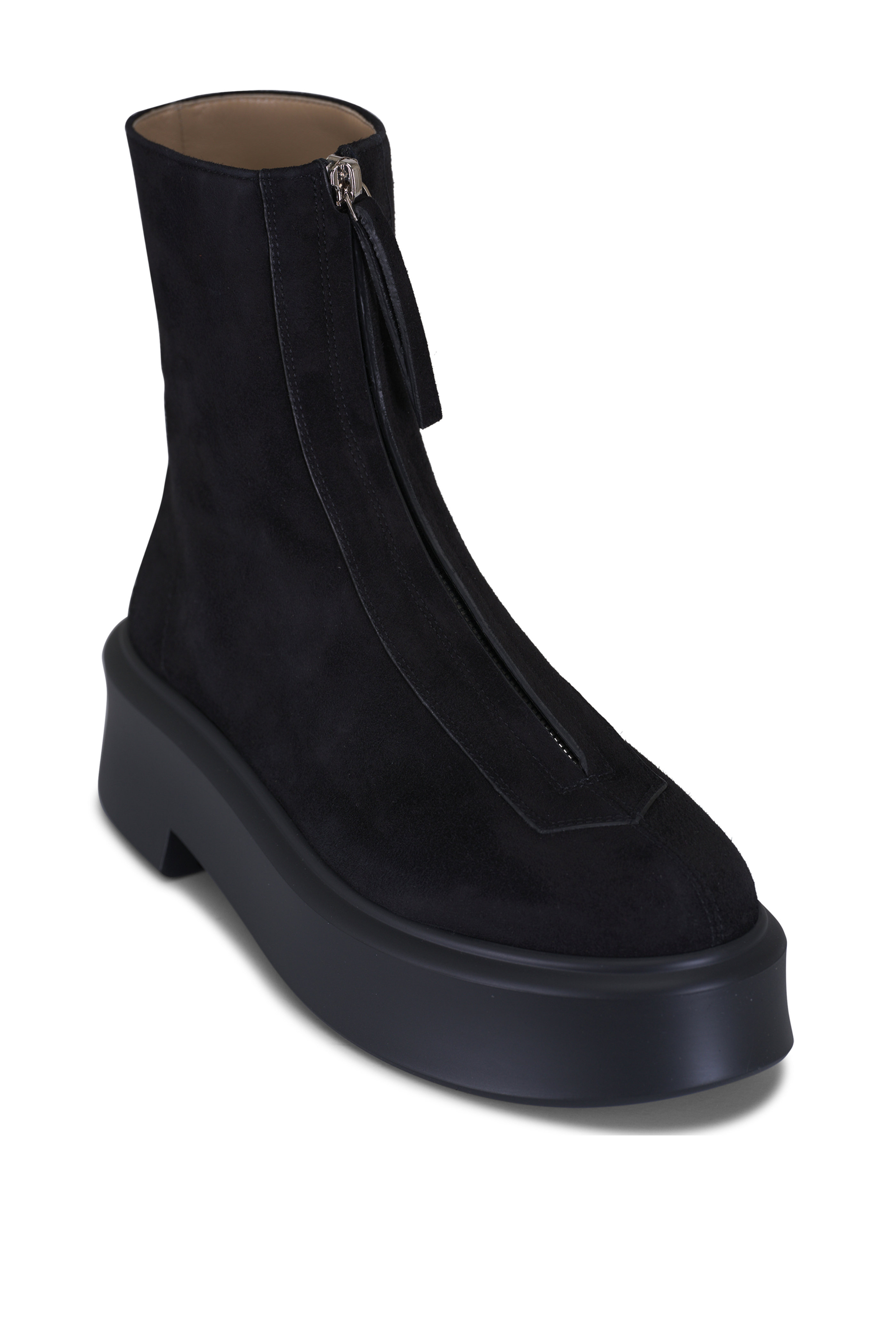 The Row - Black Front Zip Platform Boot, 30mm | Mitchell Stores