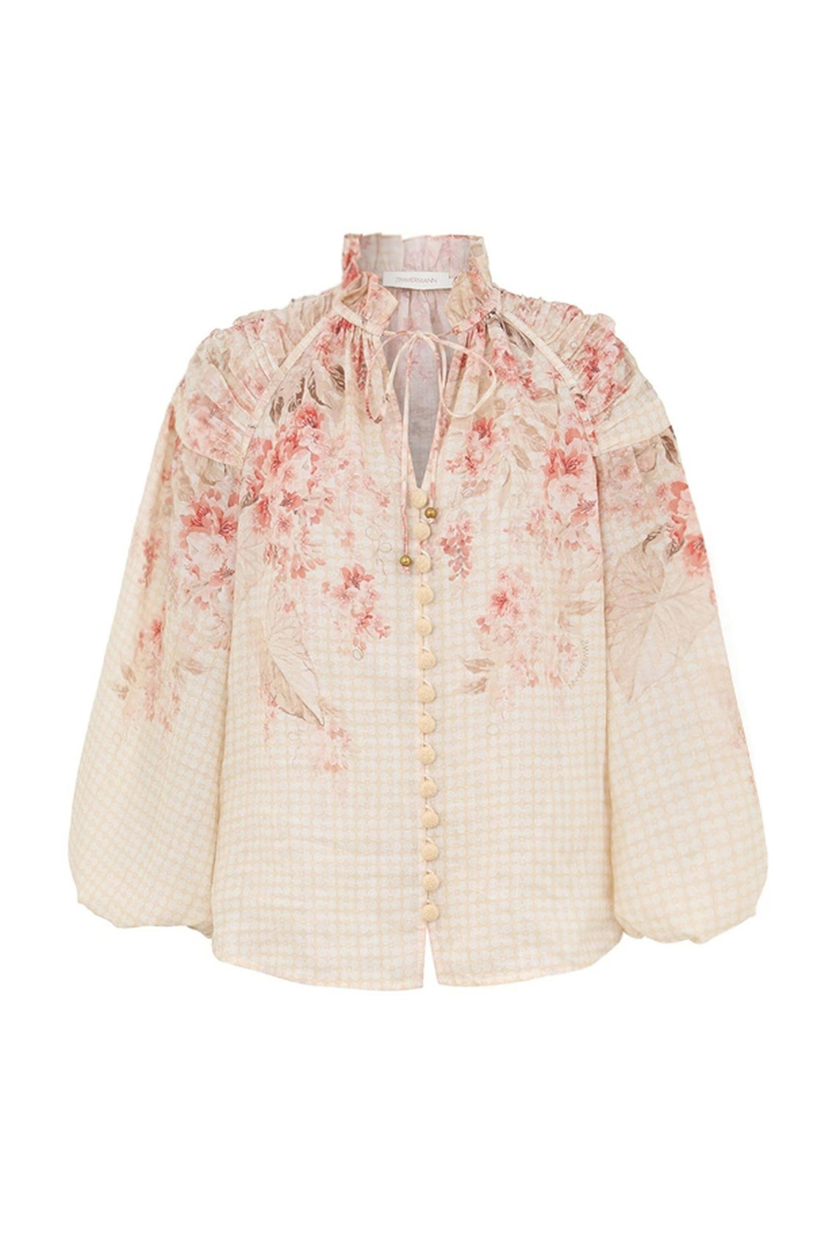 Tシャツ・カットソー Zimmermann SS25 'Acacia Ruffle' blouse (2454TRS252 TEA) Zimmermann Acacia Ruffle Shirt - White - Women | 2454TRS252TEA