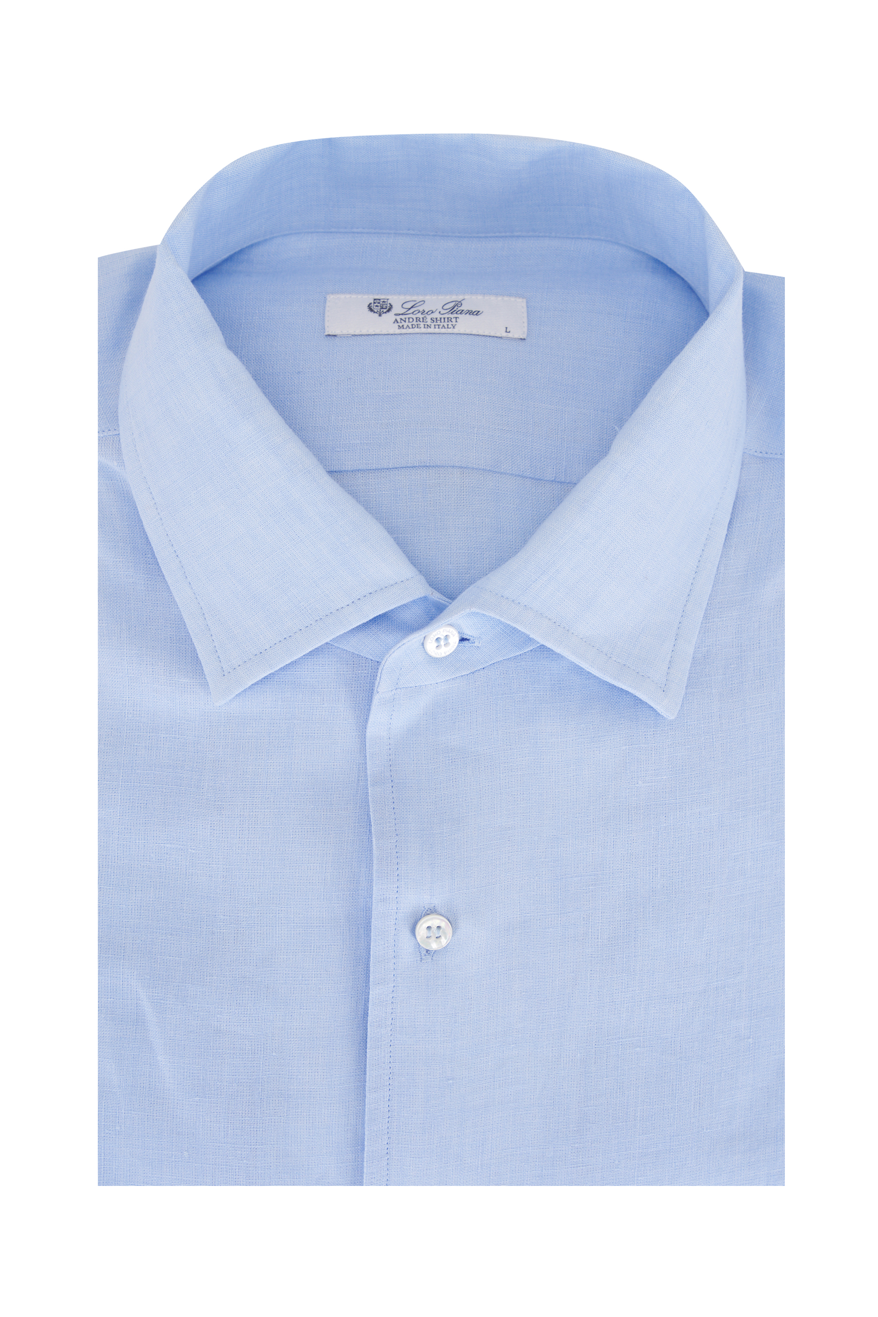Brunello Cucinelli - Solid Light Blue Cotton & Linen Sport Shirt