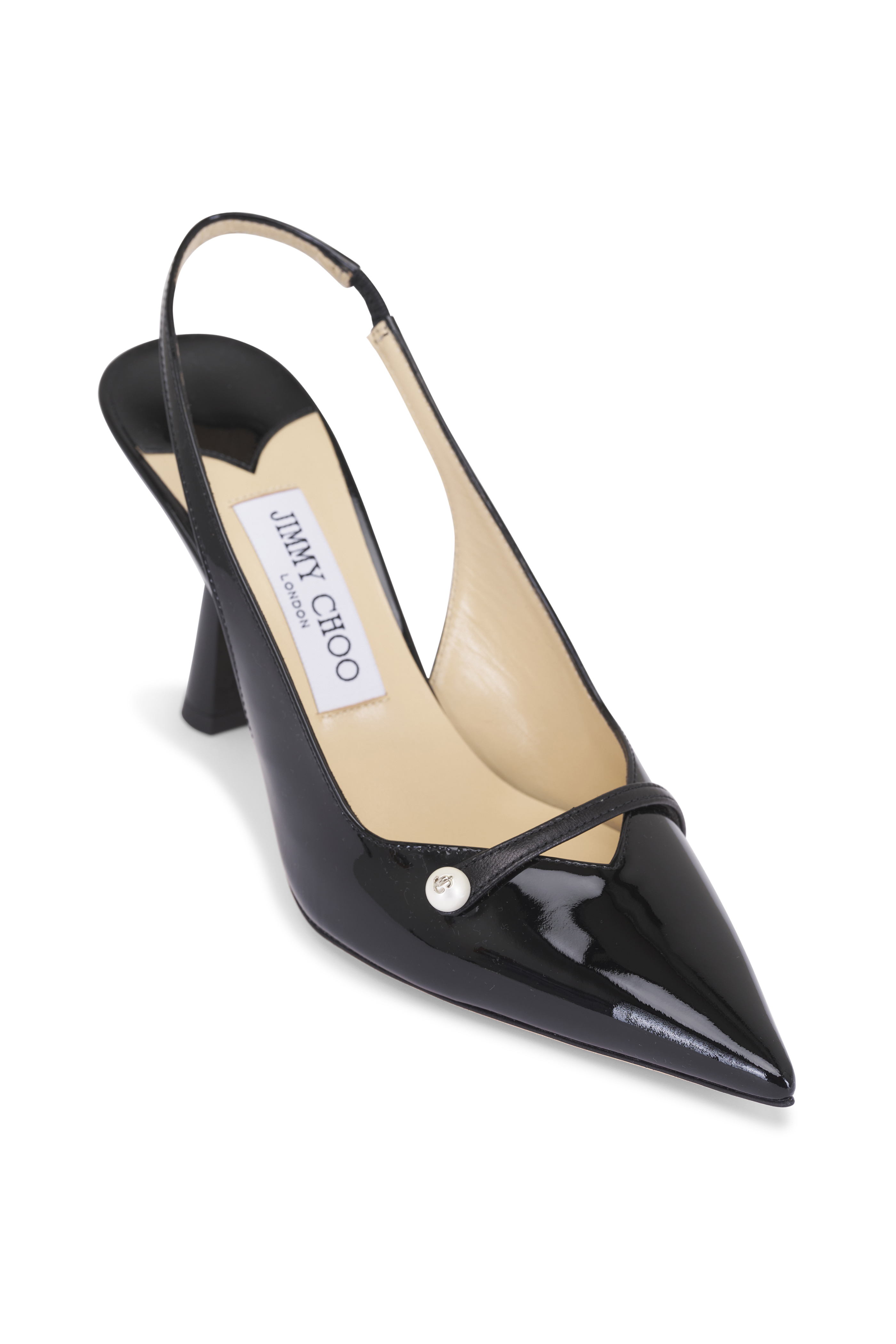 パンプス AMITA SLINGBACK White Fishnet Mesh and Latte Nappa Slingback Pumps | AMITA