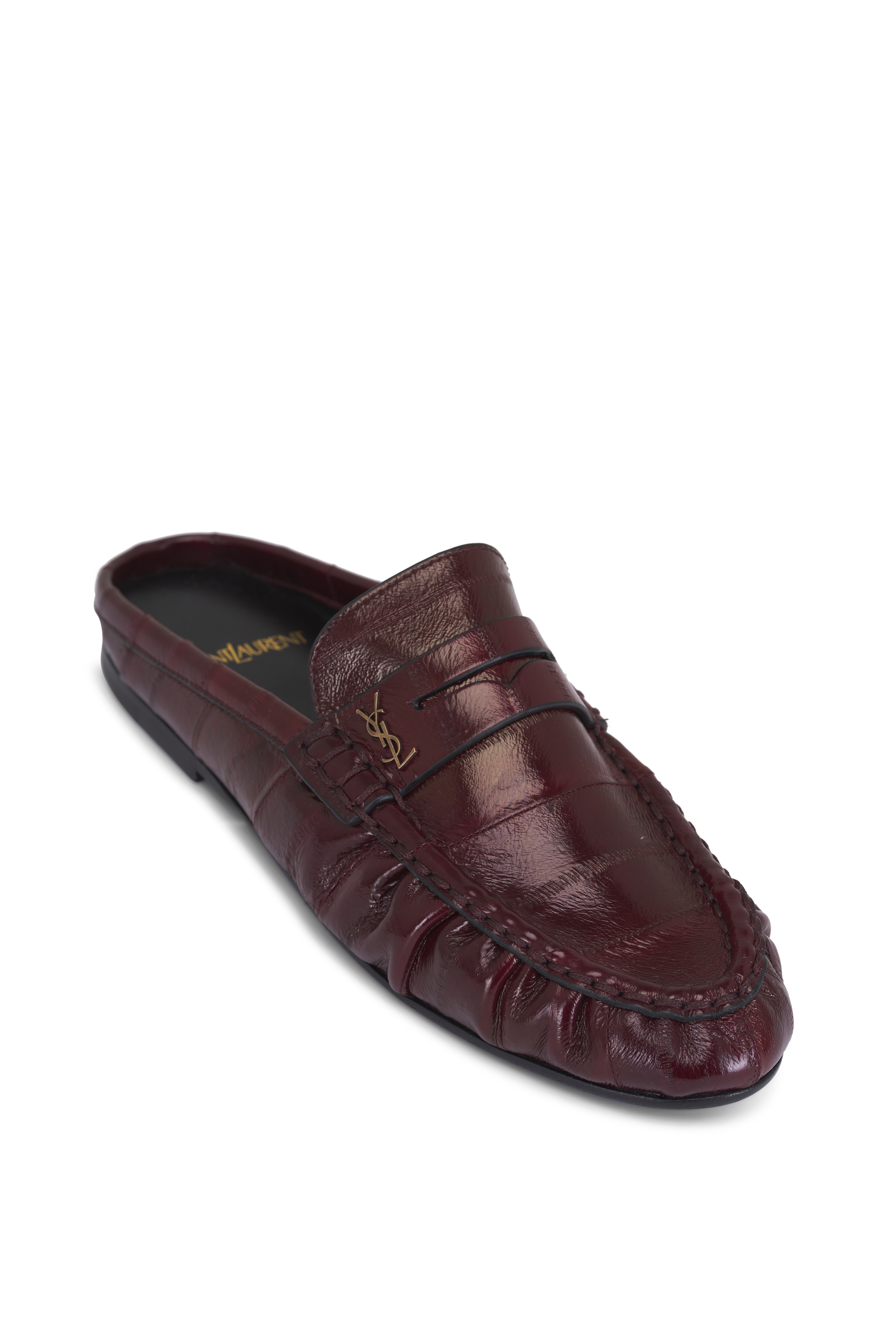 Manolo Blahnik - Ballerimu Brick Red Leather Flat Mule, 10mm