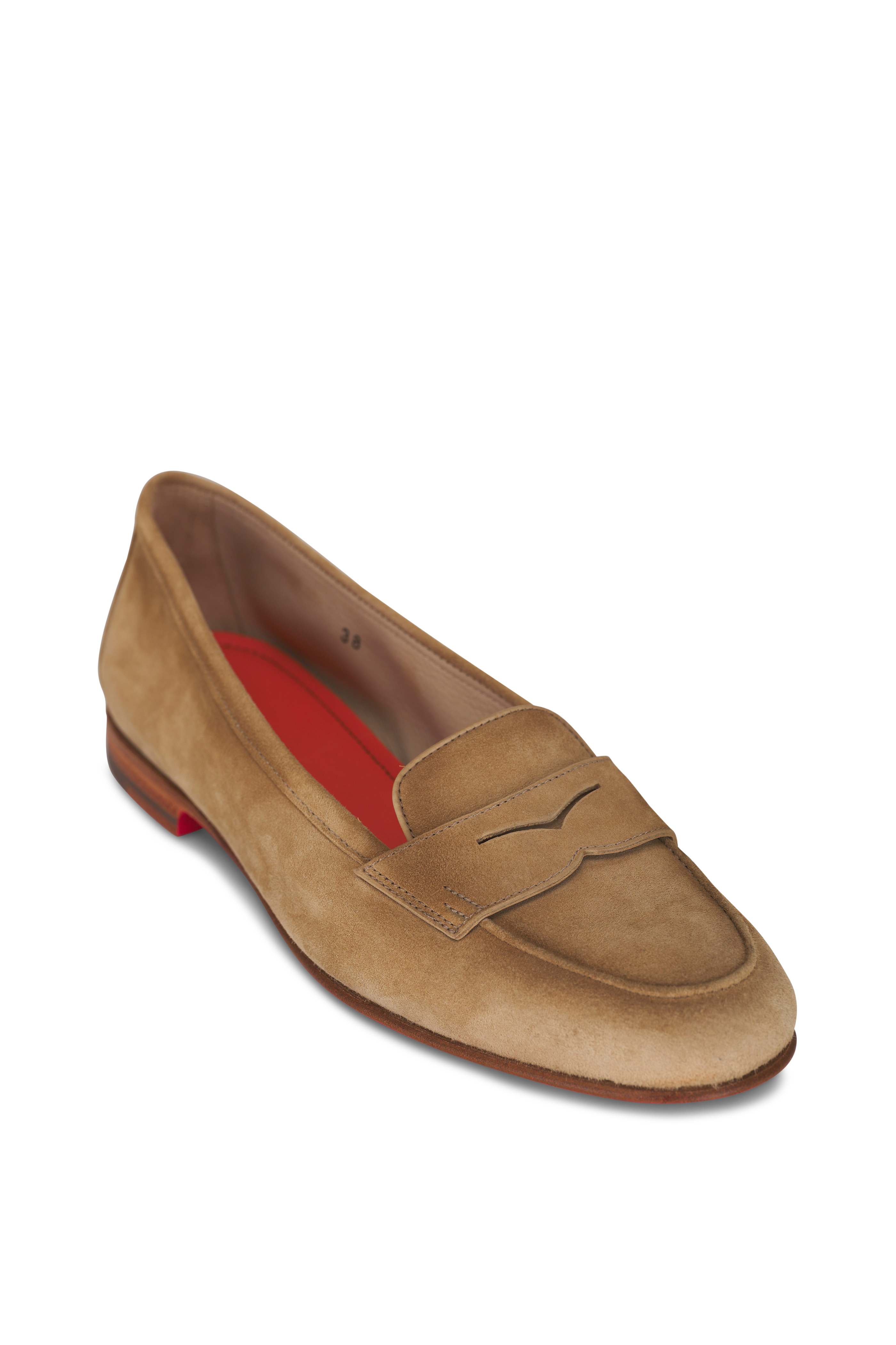 Santoni - Funnel Beige Suede Penny Loafer | Mitchell Stores Santoni - Funnel Beige Suede Penny Loafer | Mitchell Stores