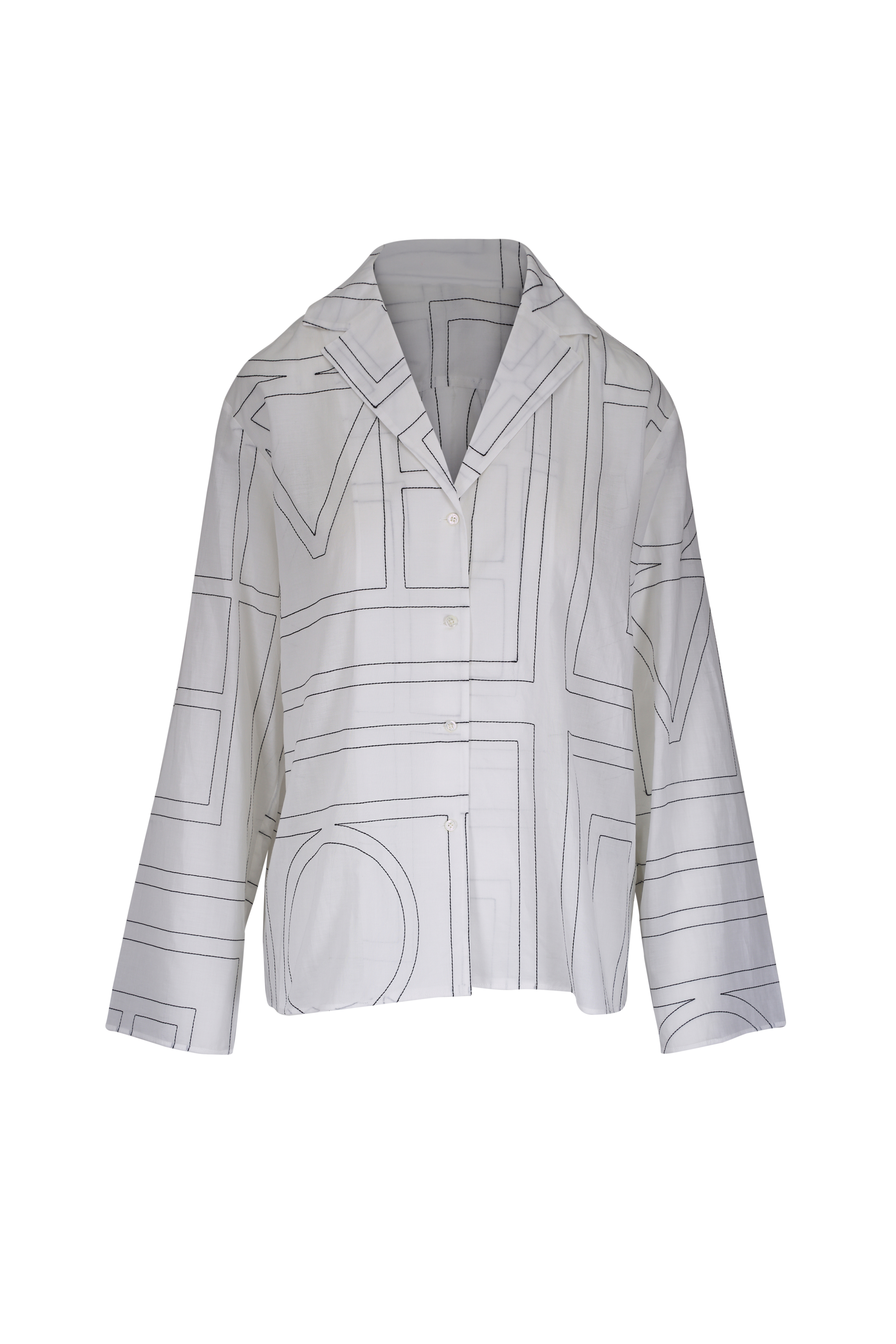Totême - Off White Drawstring Cotton Shirt | Mitchell Stores