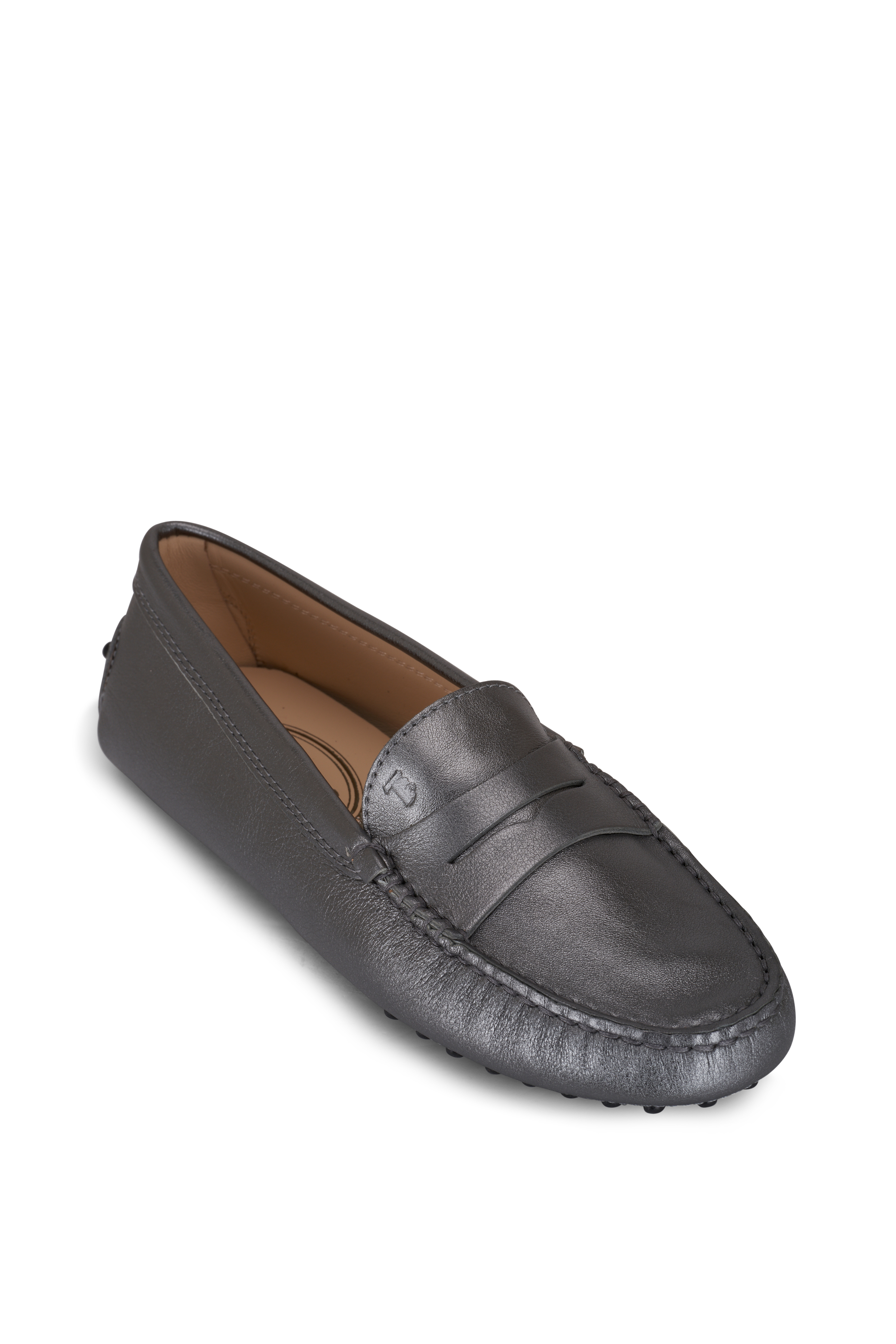 Tod's - Gommino Silver Leather Driving Shoe | Mitchell Stores