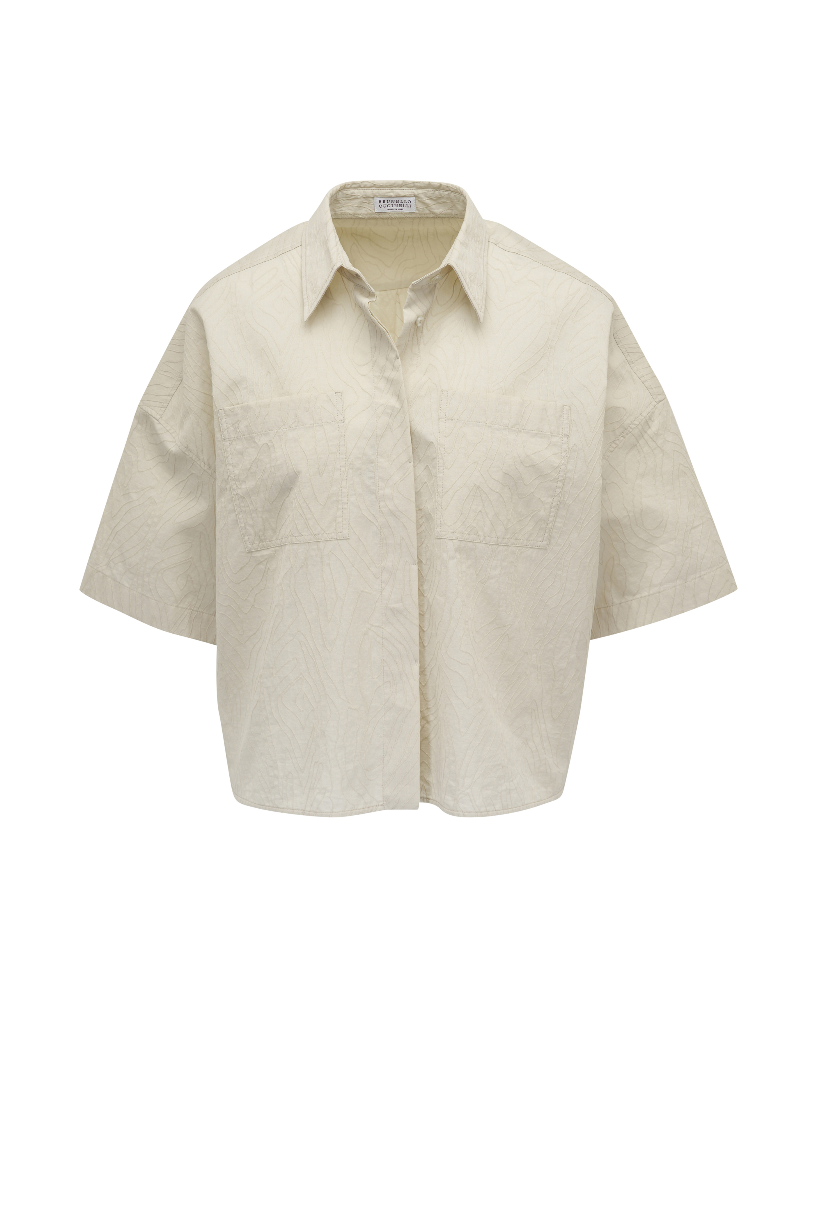 Brunello Cucinelli - Chocolate Multi Stripe Poplin Balloon Top Brunello Cucinelli - Chocolate Multi Stripe Poplin Balloon Top