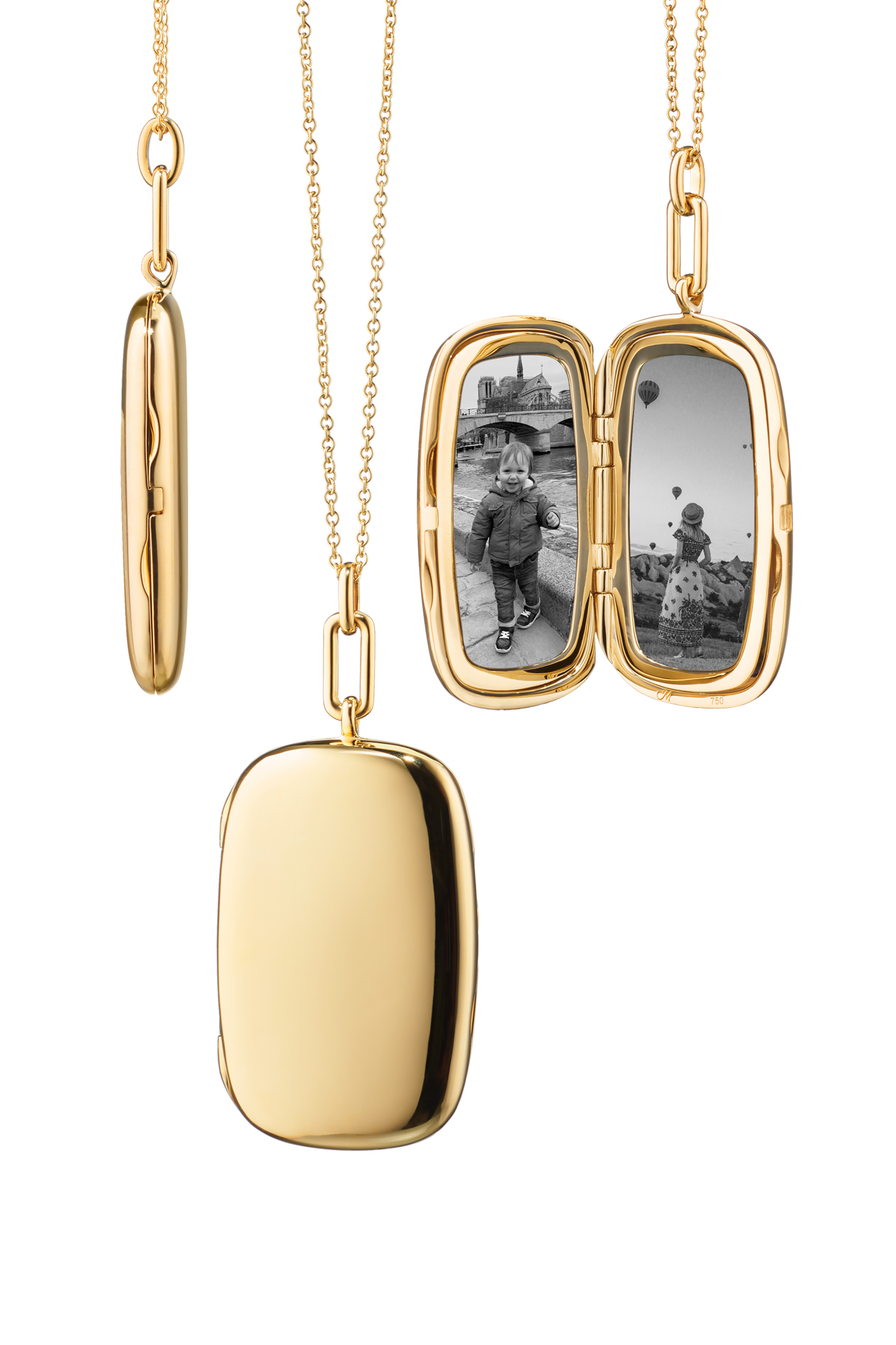 18K Yellow Gold “Olivia” Gold Locket Necklace with White Diamonds - Gold Locket Necklaces by Monica Rich Kosann