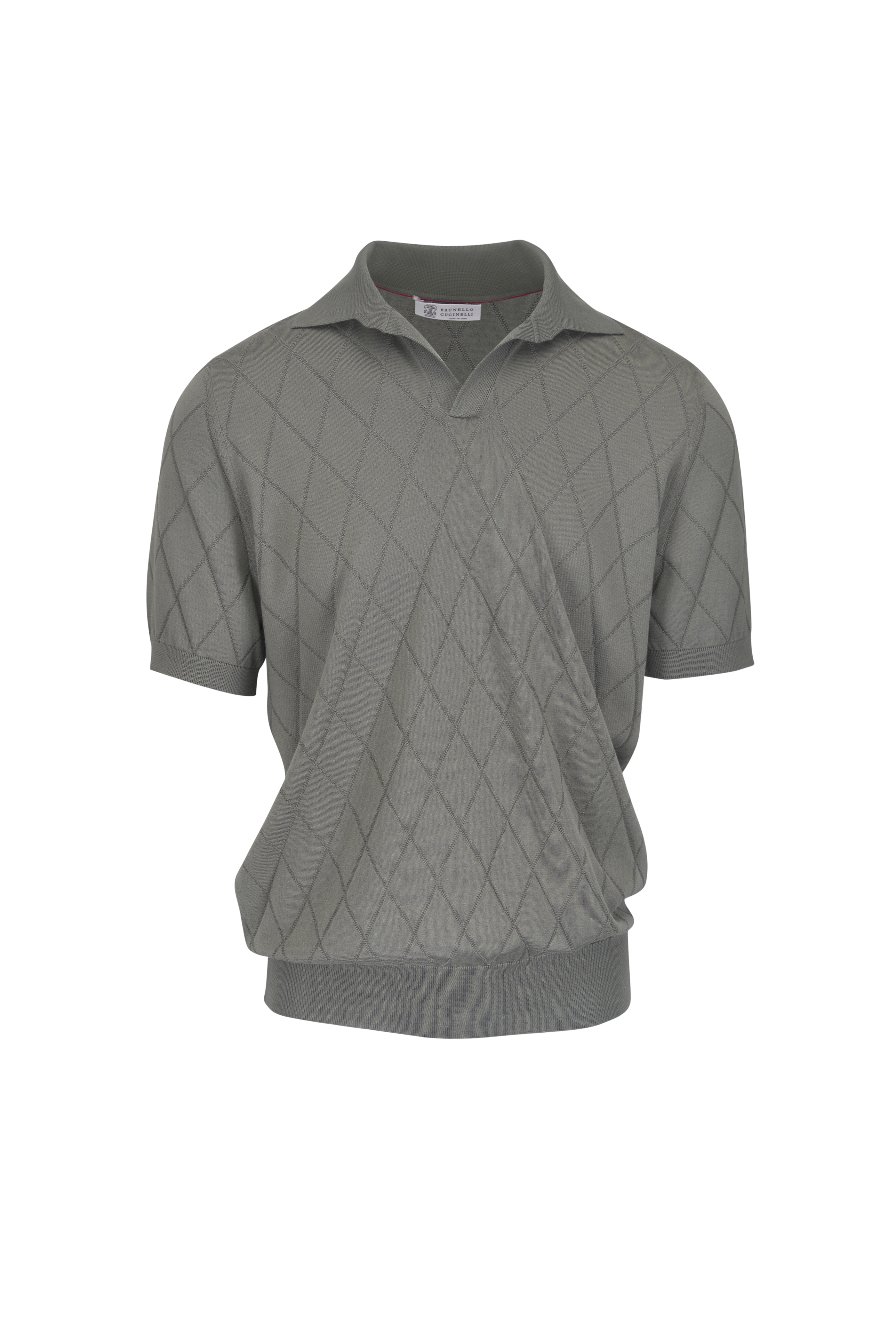 Brunello cucinelli トップス　ダークグレー Brunello Cucinelli - Charcoal Gray Diamond Crochet V-Neckline Sweater